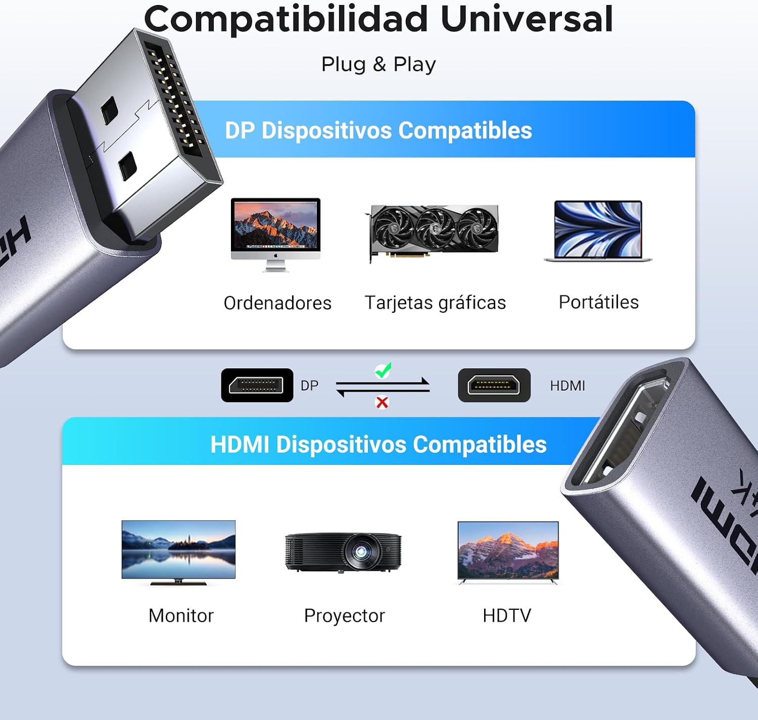 Thumbnail 6 de UGREEN Adaptador DisplayPort a HDMI 4K 30Hz (pack 2)