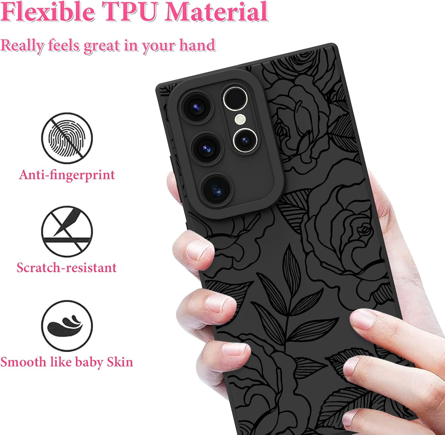 Detalle de OOK 64MYK-blackrose-s22ultra Case for Samsung Galaxy S22 Ultra, Black Rose