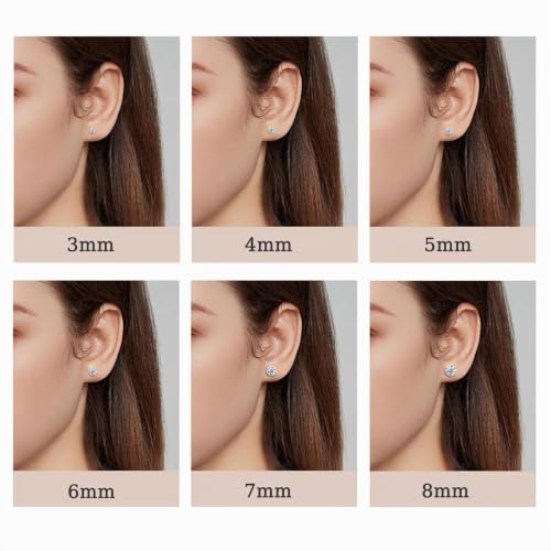 Detalle de BVLAGIDA: Ensembe de 6 paires de clous d’oreilles en acier inoxydable avec zircone cubique (3–8 mm)