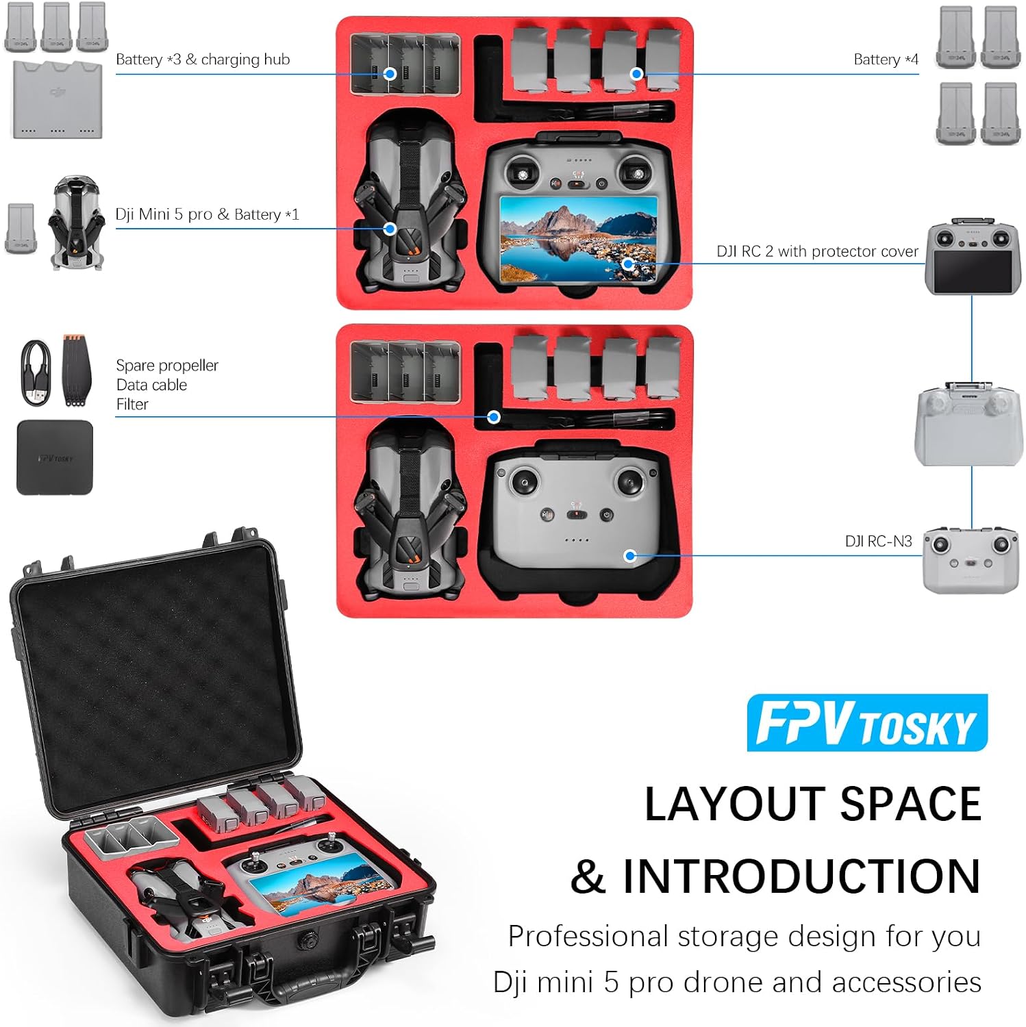 Thumbnail 1 de FPVtosky Hard Case for DJI Mini 5 Pro (Case Only)