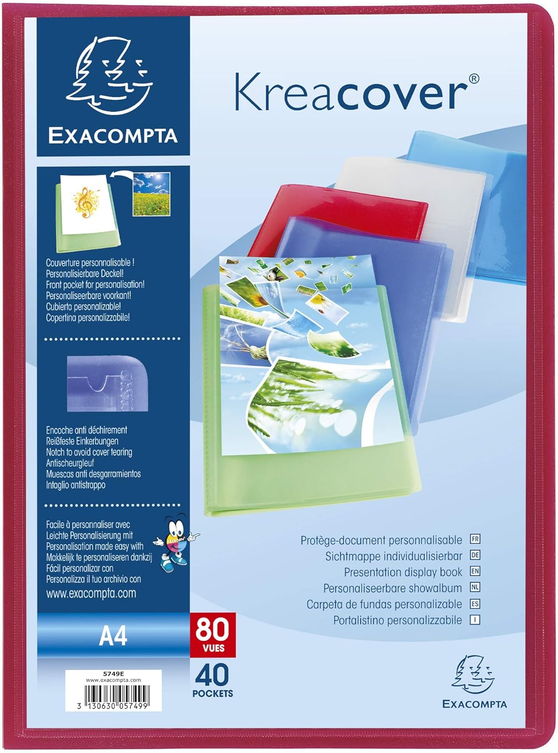 Thumbnail 4 de Exacompta 5749E – Paquet de 5 Protège-documents Kreacover Chromaline (40 pochettes A4+)