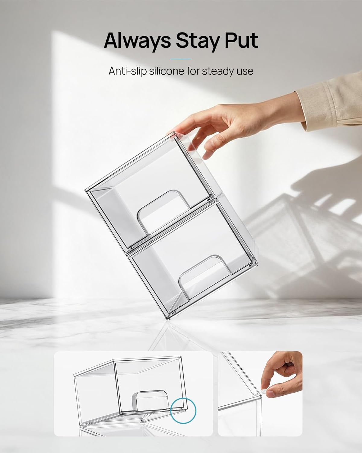Thumbnail 5 de Vtopmart 2er-Set Kleine Schubladen Organizer – Transparente Bad-Organizer mit rutschfesten Unterlagen