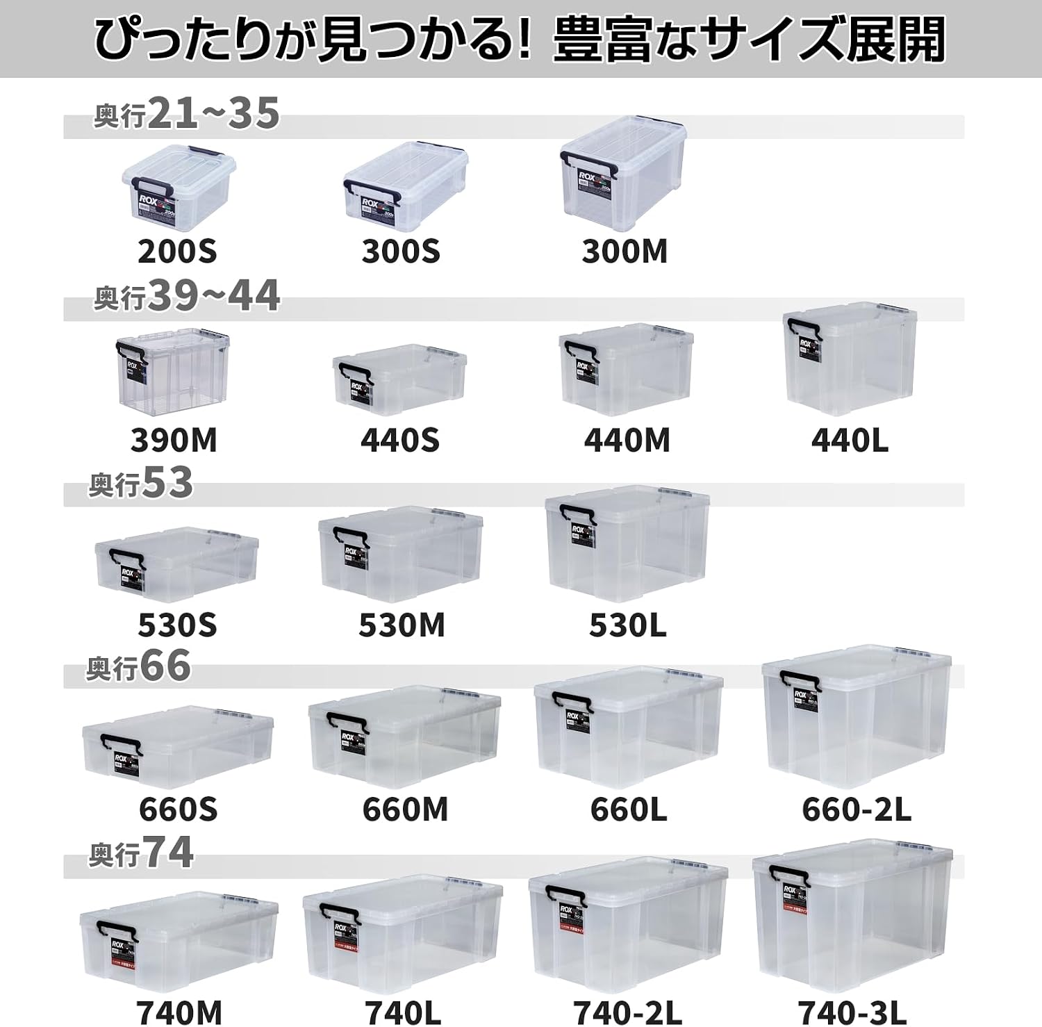Detalle de 天馬 ロックス 530L 収納ケース 46L・幅39×奥行53×高さ32cm クリア