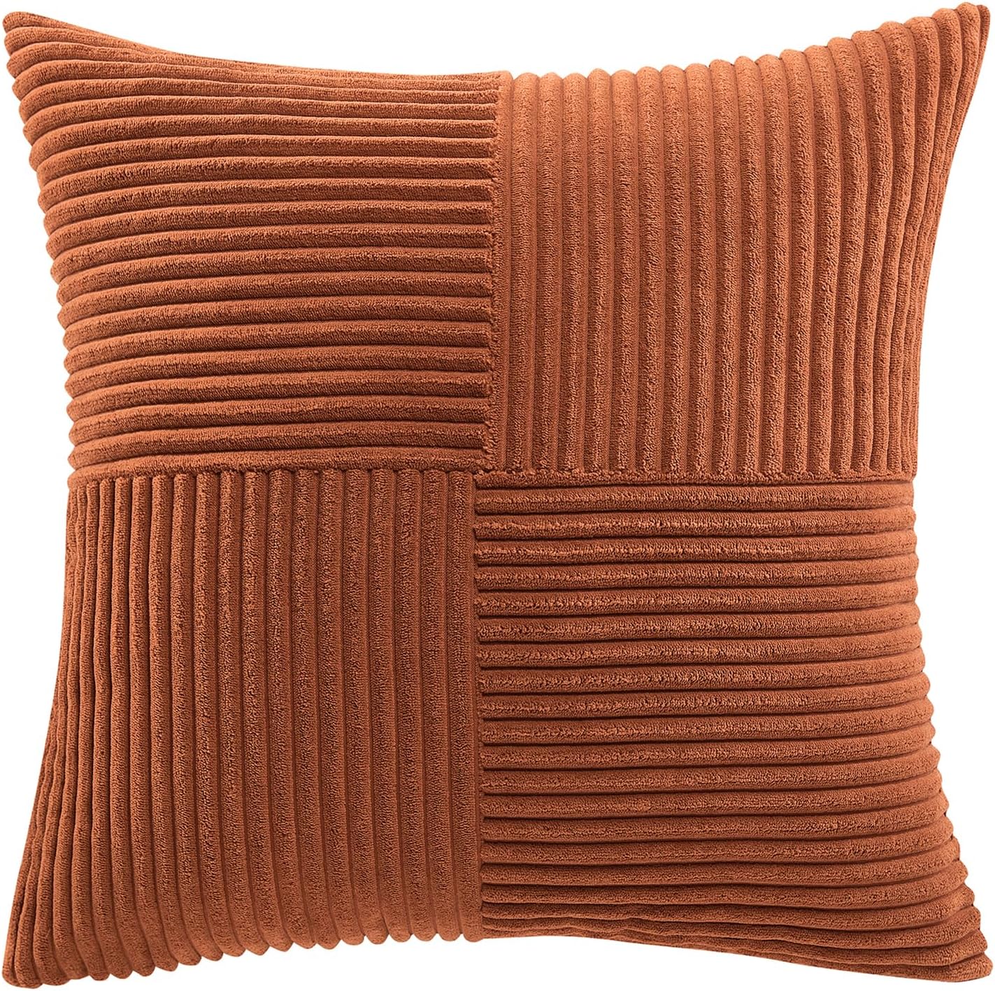 Detalle de FDTERN 2er Set Rostrot Kordsamt-Kissenbezüge 40x40 cm – Weich, Modern, Deco-Kissen
