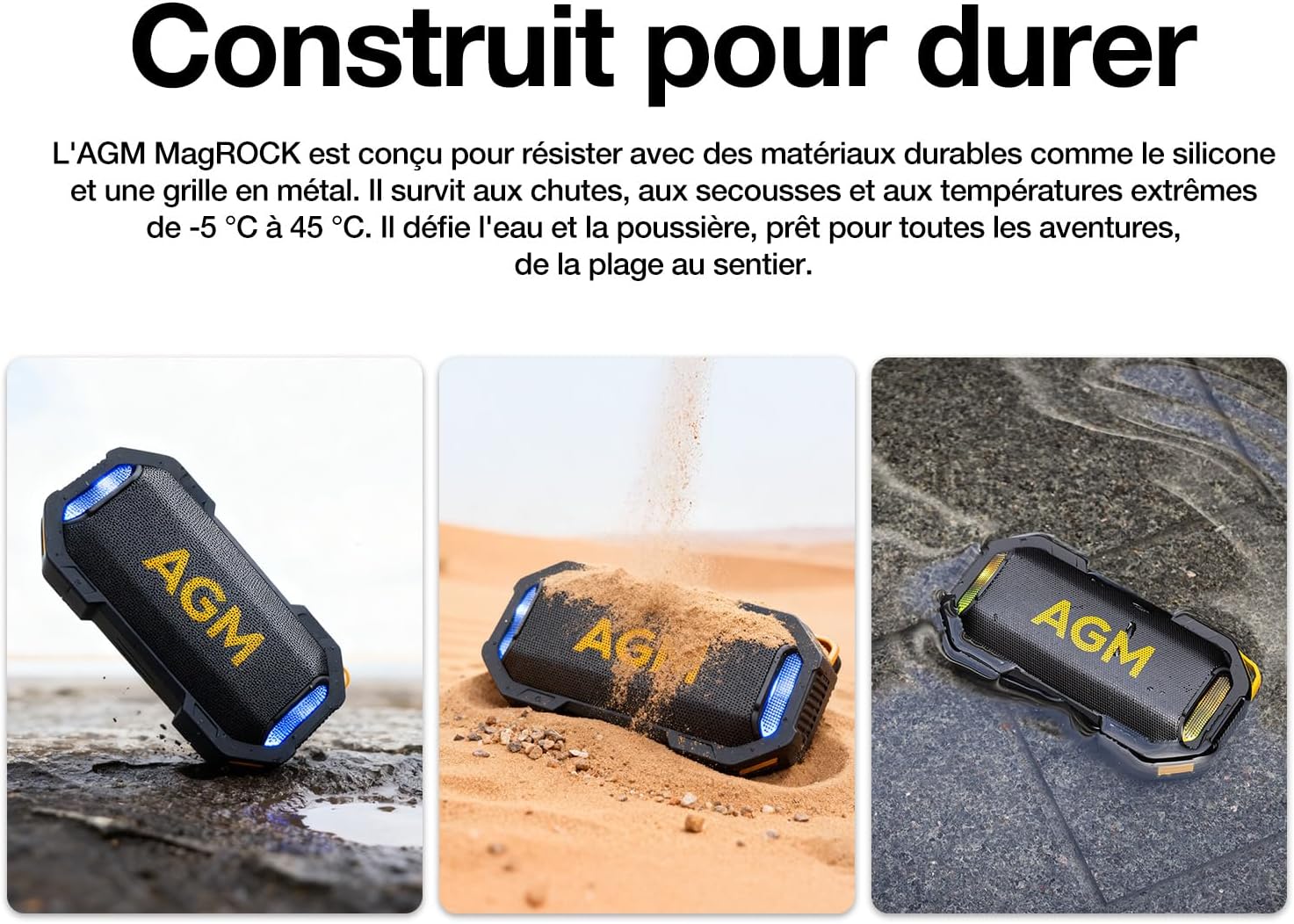 Thumbnail 2 de AGM MagROCK magnetischer Bluetooth-Lautsprecher mit RGB-LEDs, IPX7 und 1800 mAh