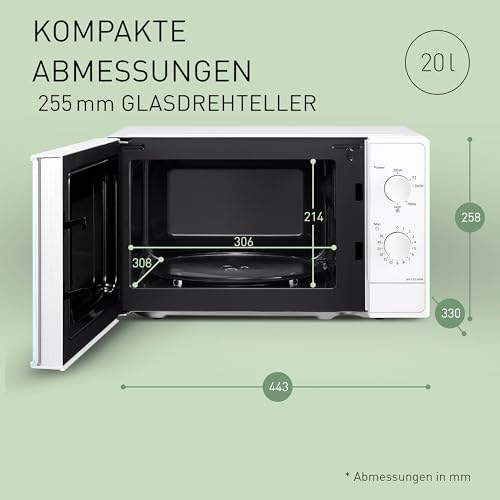 Thumbnail 1 de Panasonic NN-E20JWMEBG Mikrowellenofen mit Glasteller, 20L, 800W, Auftaufunktion, 5 Leistungsstufen, Weiß – 2025 Modell