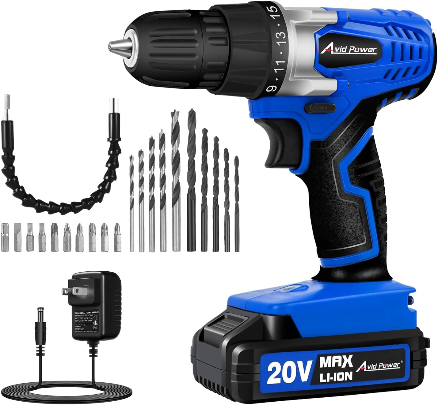 Detalle de AVID POWER ACD316-B 20V Cordless Drill Driver, 3/8-Inch Chuck, 22 Accessories