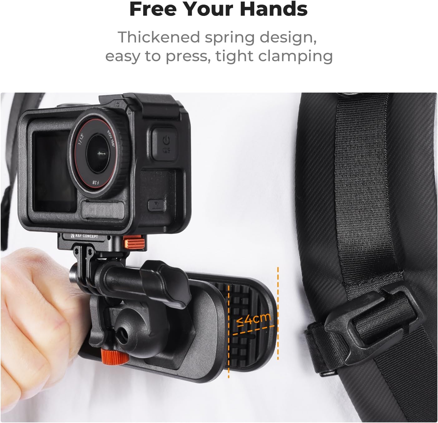Detalle 2 de K&F CONCEPT Support Pince Magnétique pour Sac à Dos avec Rotule 360° – Compatible GoPro et DJI Osmo Action