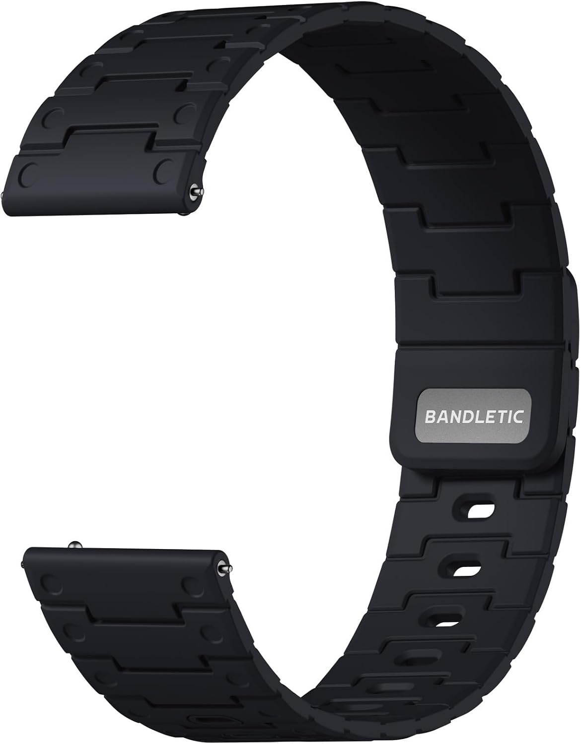 Detalle de Bandletic 22mm Magnetic Silicone Watch Strap: multifunctional comfort for Garmin, Samsung and more