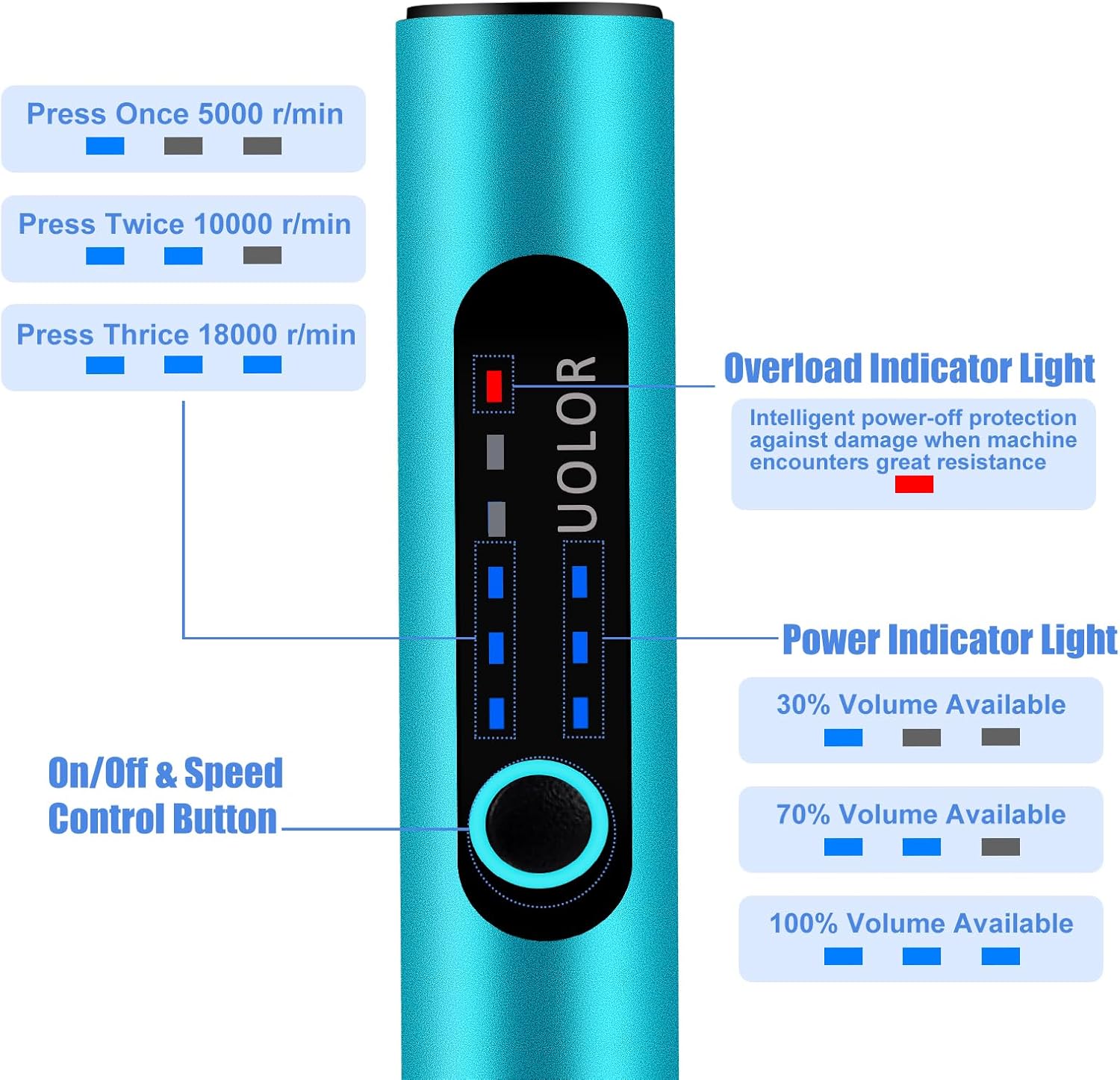 Thumbnail 4 de Uolor 3-Speed Cordless Mini Drill Pen 30 min