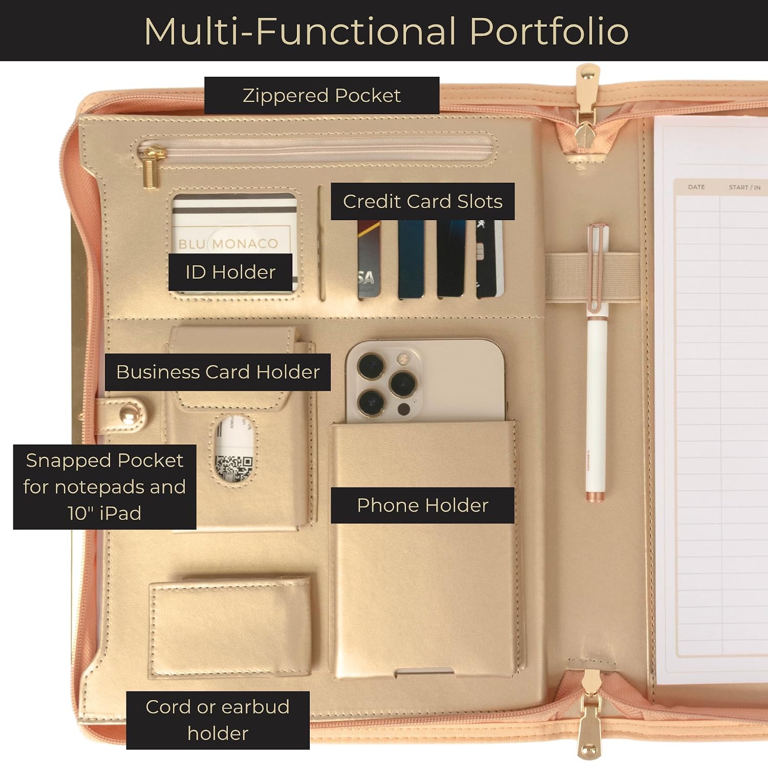 Detalle 2 de BLU MONACO Peach Beige Vegan Leather Portfolio Binder