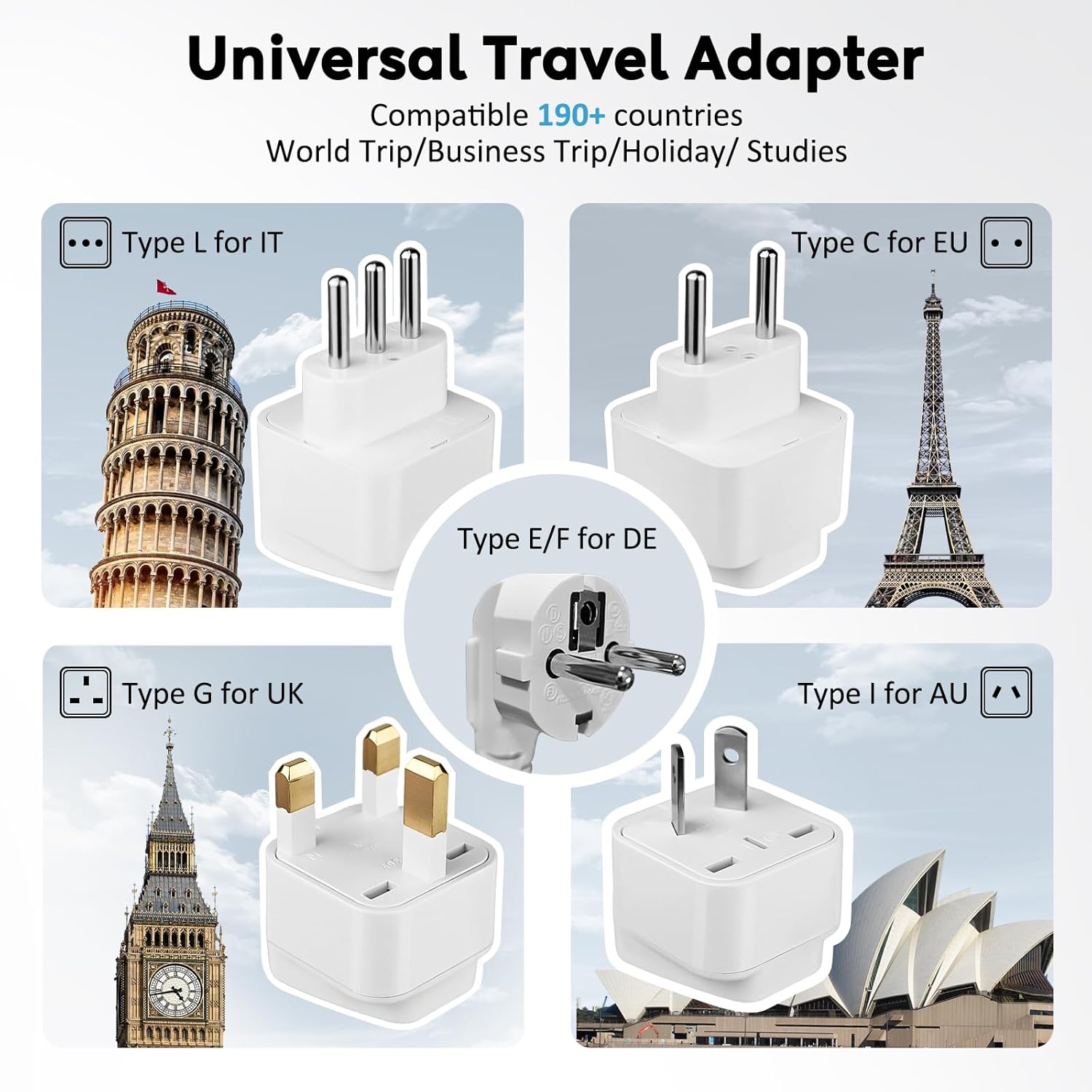 Thumbnail 4 de Mapambo 2000W 220V to 110V Converter for Hair Dryer + 7-in-1 Travel Adapter (Gray)