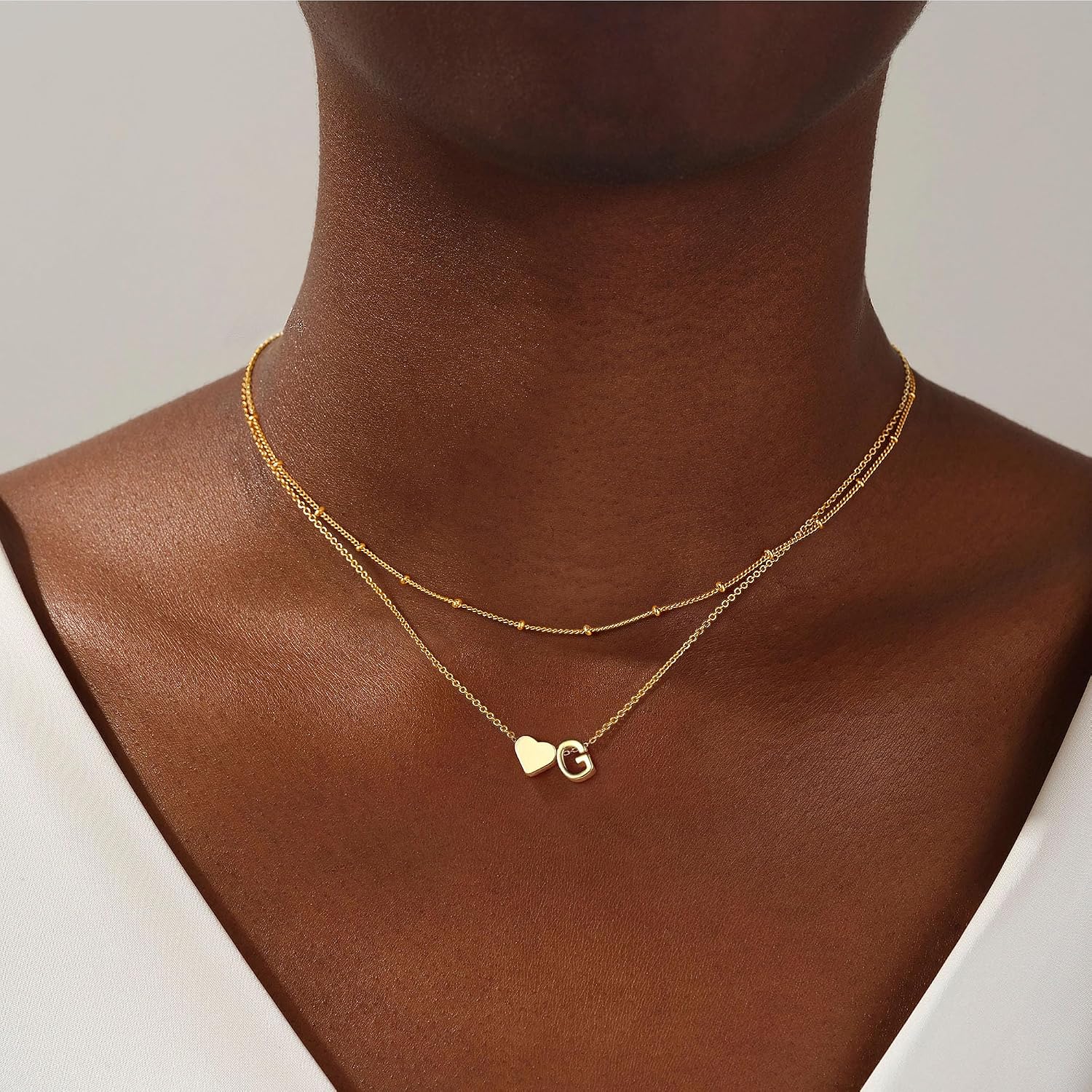 Detalle de TINGN Collana con lettere in oro 18K placcato – ciondolo cuore personalizzabile da donna