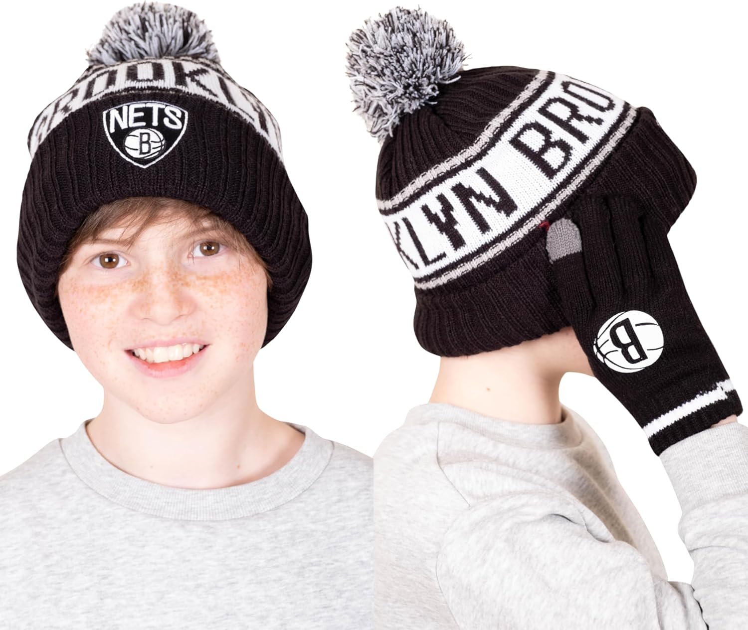 Detalle 2 de Ultra Game Youth NBA Official Super Soft Winter Beanie with Touch Screen Gloves