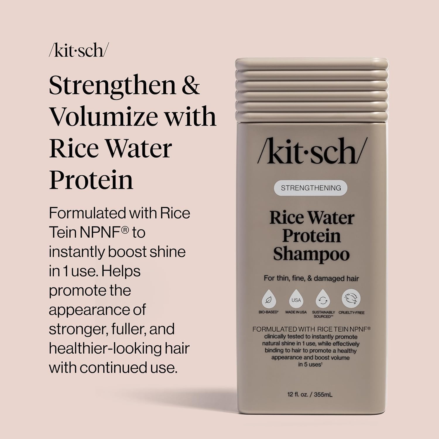 Detalle de Kitsch Strengthening Rice Water Protein Shampoo — Fuller, Stronger Hair for All