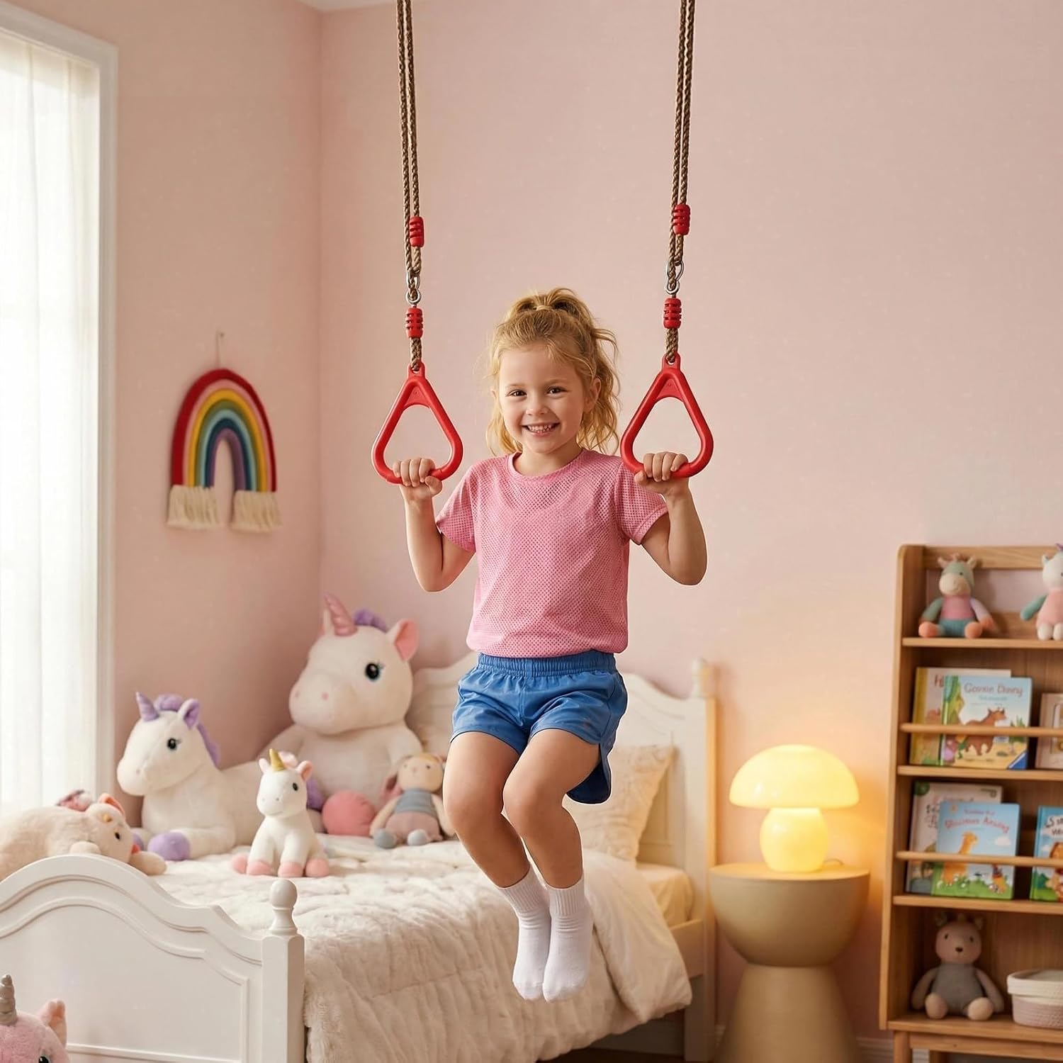 Detalle de Vdealen Kinder Klettern Ringe Schaukel – Multifunktion, 2er-Pack, Outdoor/Indoor