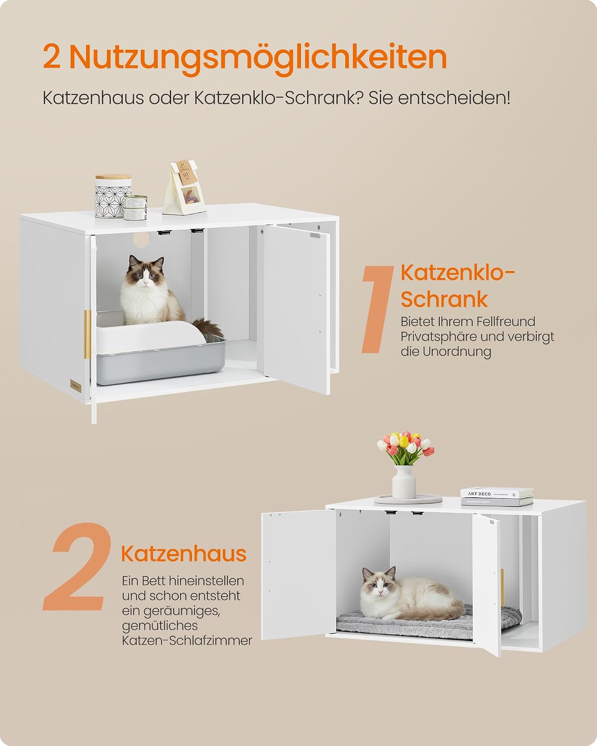 Detalle de Feandrea Custos Kollektion Katzenklo-Schrank: Moderner Katzentoilette-Schrank mit Privatsphäre und Multifunktion