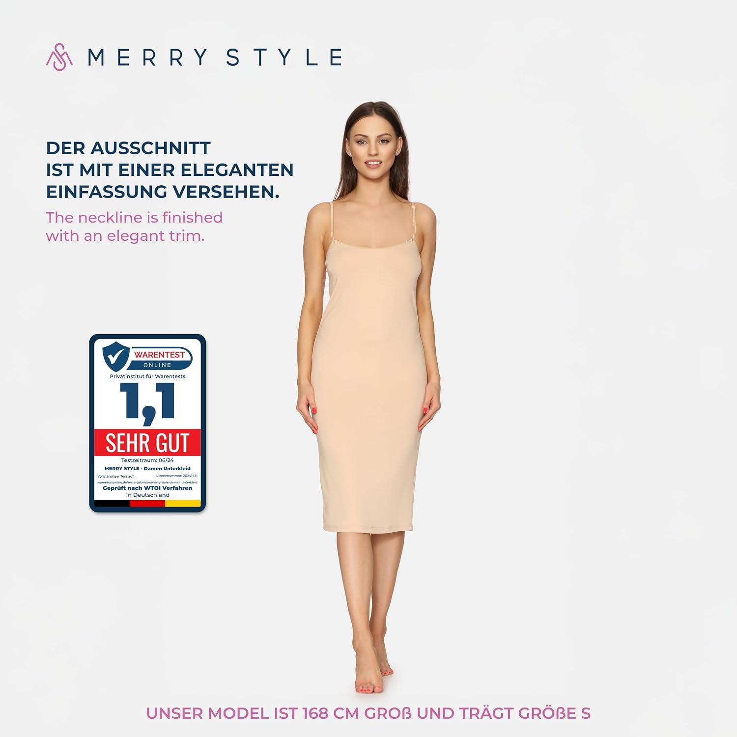 Detalle de Merry Style MS10-402 – długa halka damska z wiskozy z regulowanymi ramiączkami