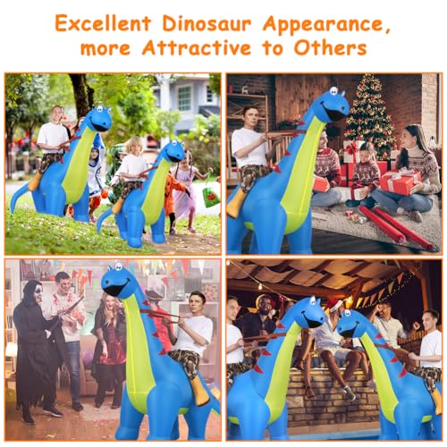 Thumbnail 6 de AOOWU Aufblasbare Dino Kostüm Erwachsene – Costume Dinosaure Gonfiabile Blu, un tocco divertente per Carnevale, Halloween e feste