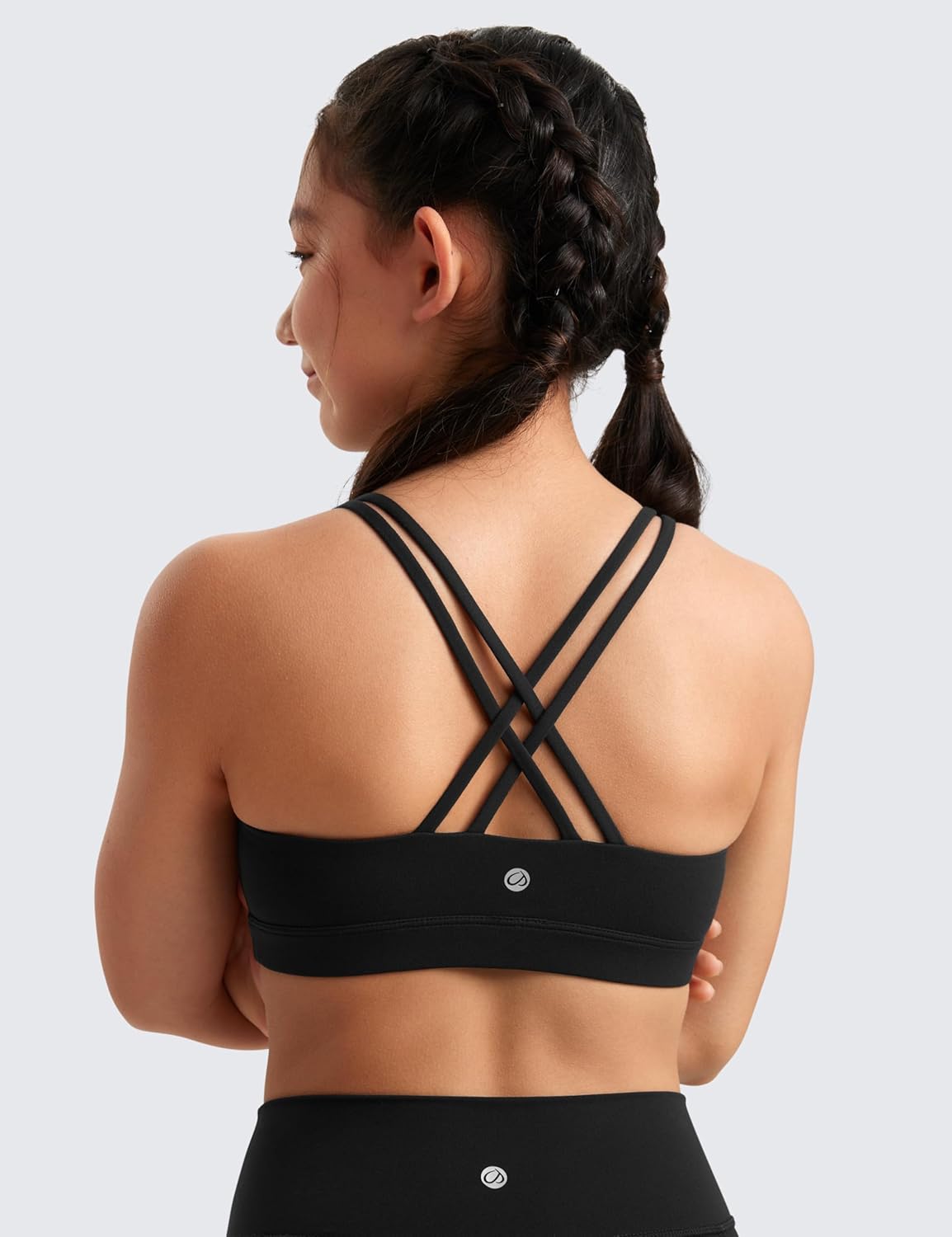 Detalle de CRZ YOGA Filles Butterluxe À Lanières – Brassière de sport pour yoga et danse