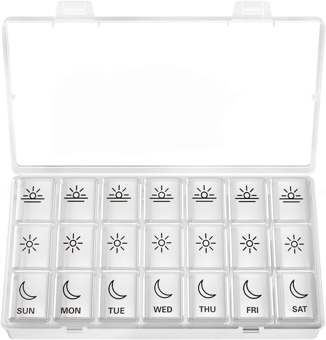 Detalle de BUG HULL E-348-3 Weekly Pill Organizer, 3-Times-Daily, White Plastic