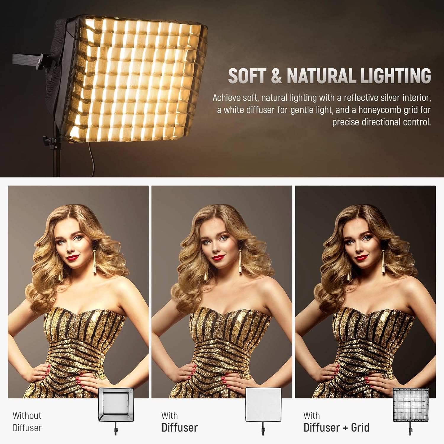 Detalle de NEEWER Upgraded Softbox Diffuser for PL60C RGB LED Video Light Panel (NS6S)