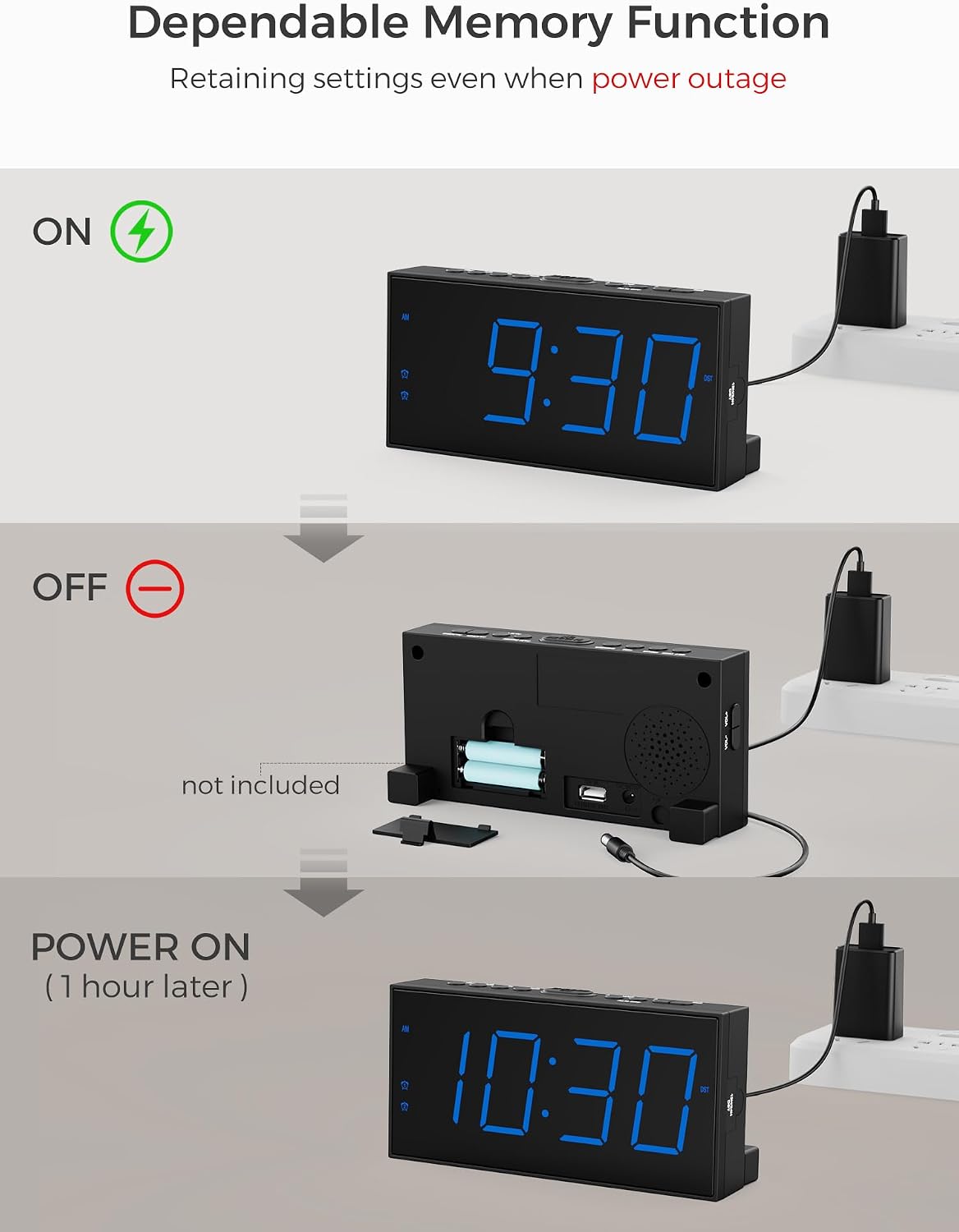 Thumbnail 6 de Digital Dual Alarm Clock 7" LED Display ⏰