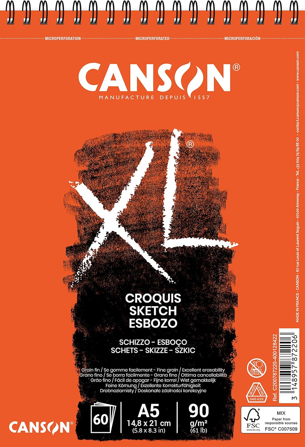 Thumbnail 6 de Canson XL Croquis – Album spiralé petit côté A4 ivoire (120 feuilles, 90 g/m²)