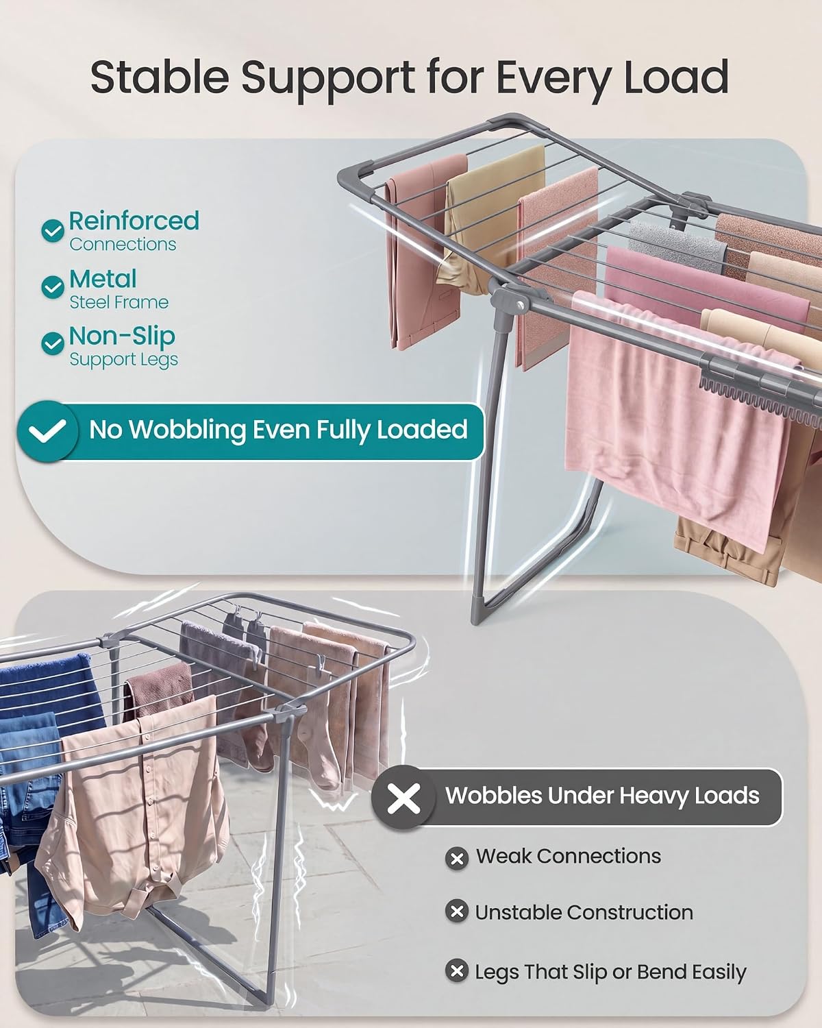 Detalle de SONGMICS LLR518G01 Winged Clothes Airer, 18 m Drying Space, Foldable
