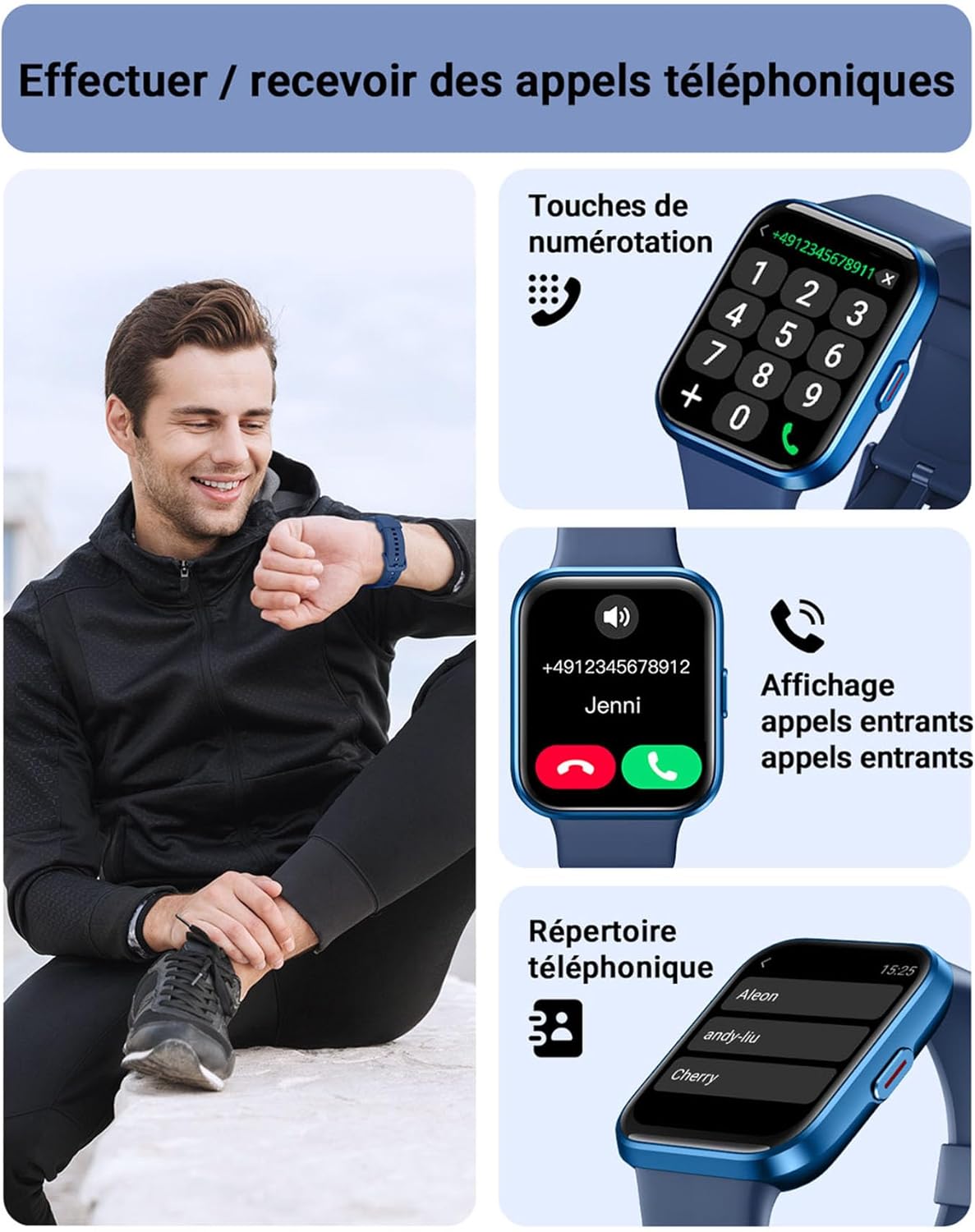 Thumbnail 1 de Smartwatch connectée Tensky Homme/Femme écran 1,85" avec Alexa intégrée, Bluetooth appels, 3ATM et suivi santé