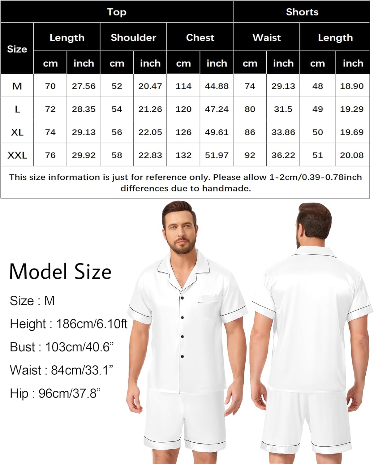 Thumbnail 5 de Pyjama satin homme court Lovasy : ensemble deux pièces chemise boutonnée et short respirant