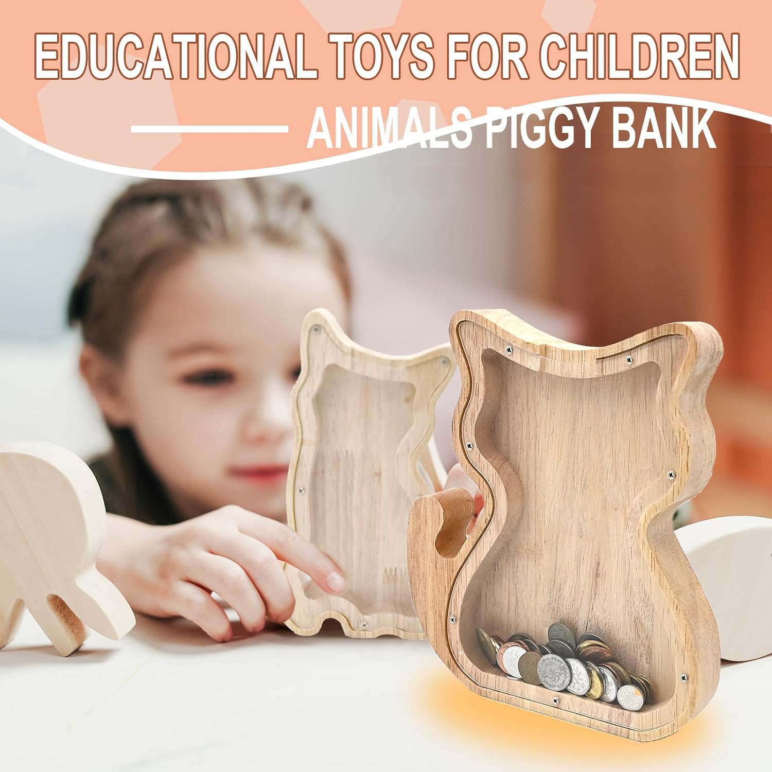 Thumbnail 1 de TOTHDATE Animals Wooden Money Box