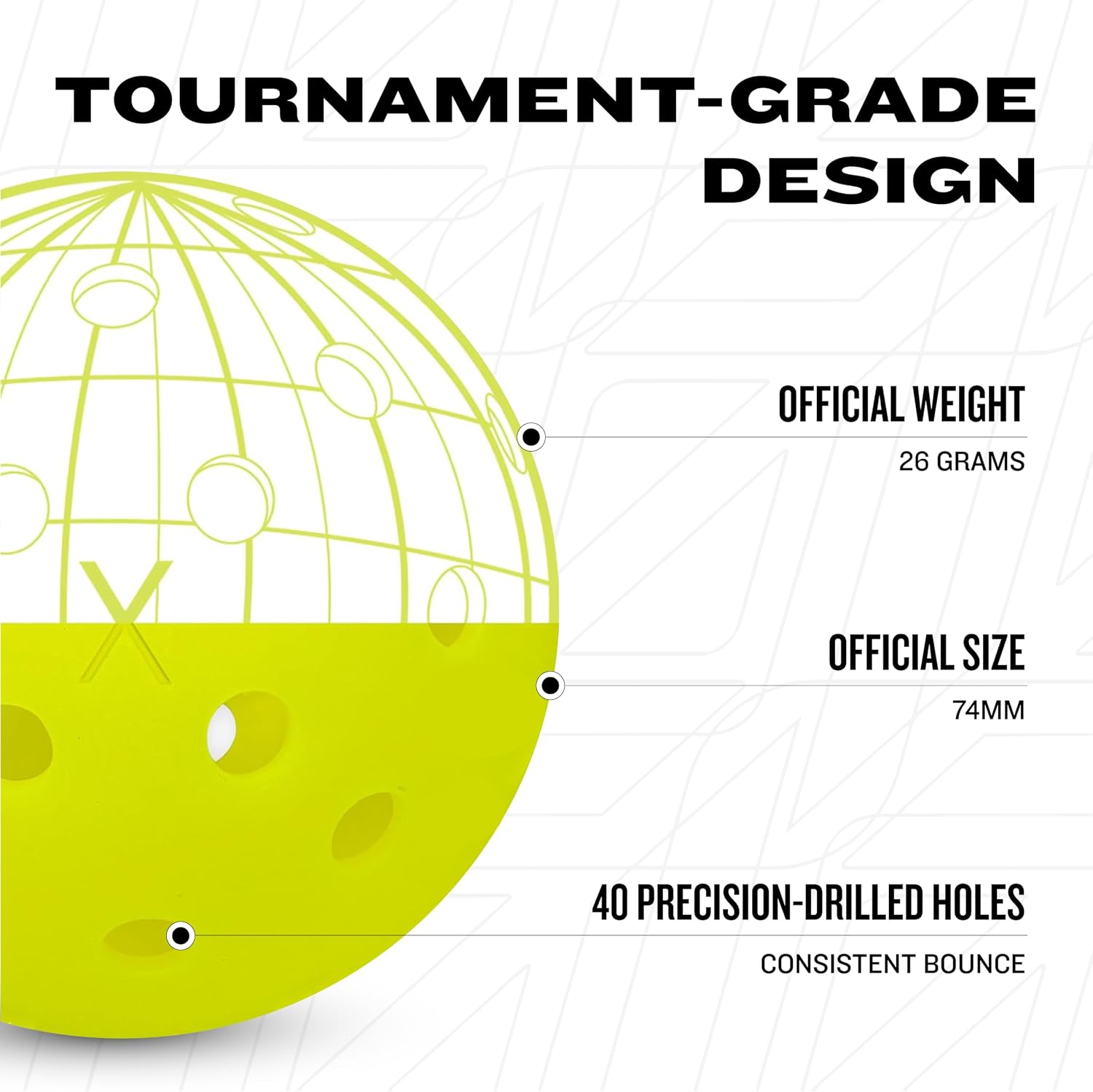 Detalle de Franklin Sports Pickleball-x Performance 40 Outdoor Balls - Optic Yellow