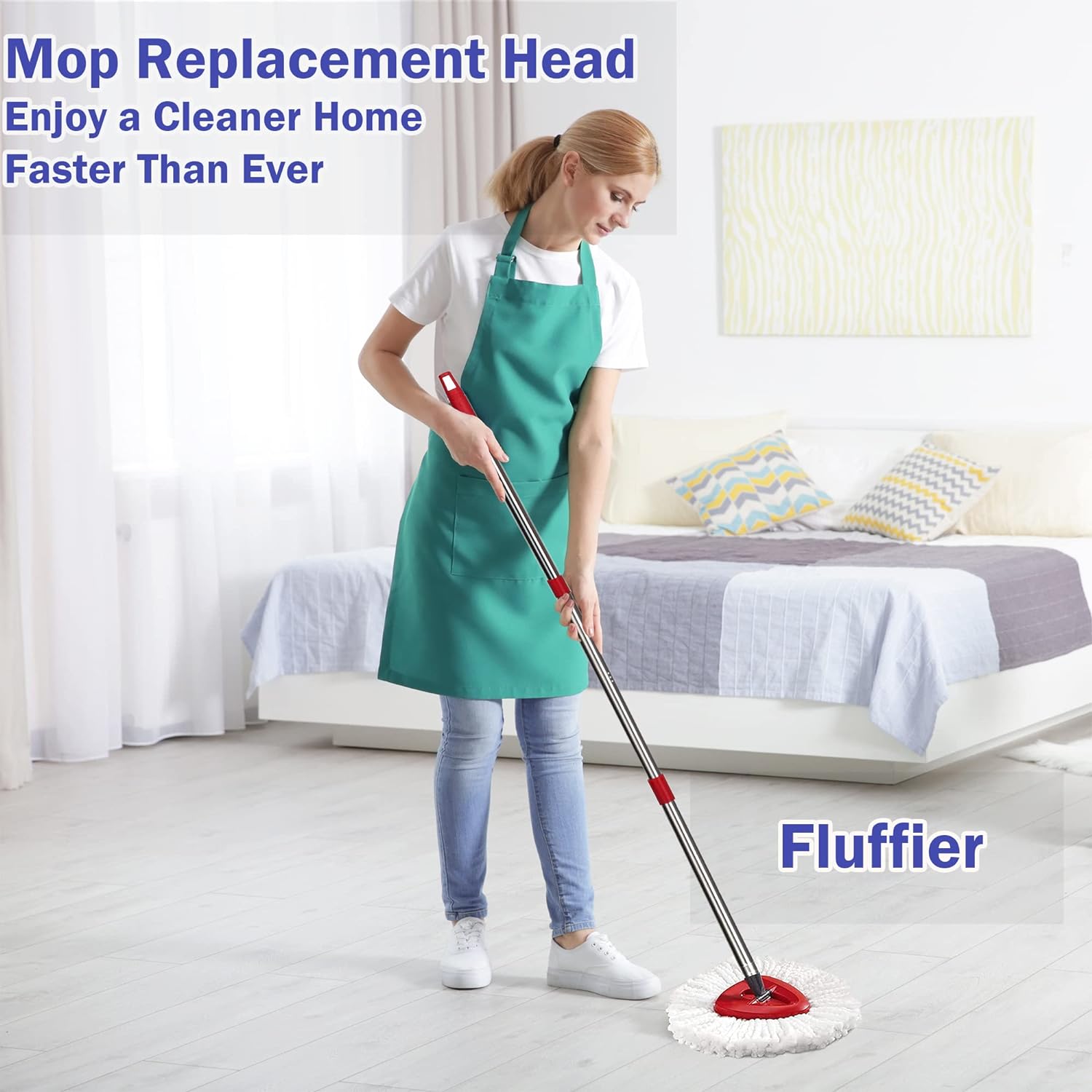 Thumbnail 4 de Spin Mop Replacement Head 4 Pack: Durable Microfiber Refills for Triangular Swivel Mops