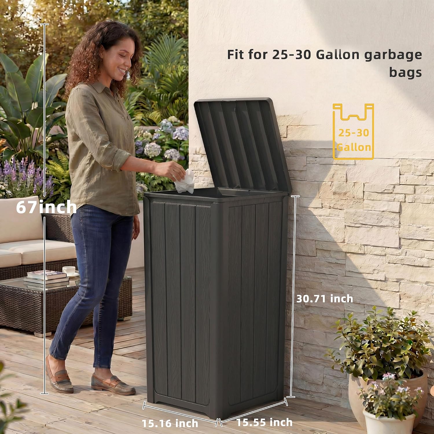 Detalle 2 de EFU Outdoor Trash Can, 38-Gallon
