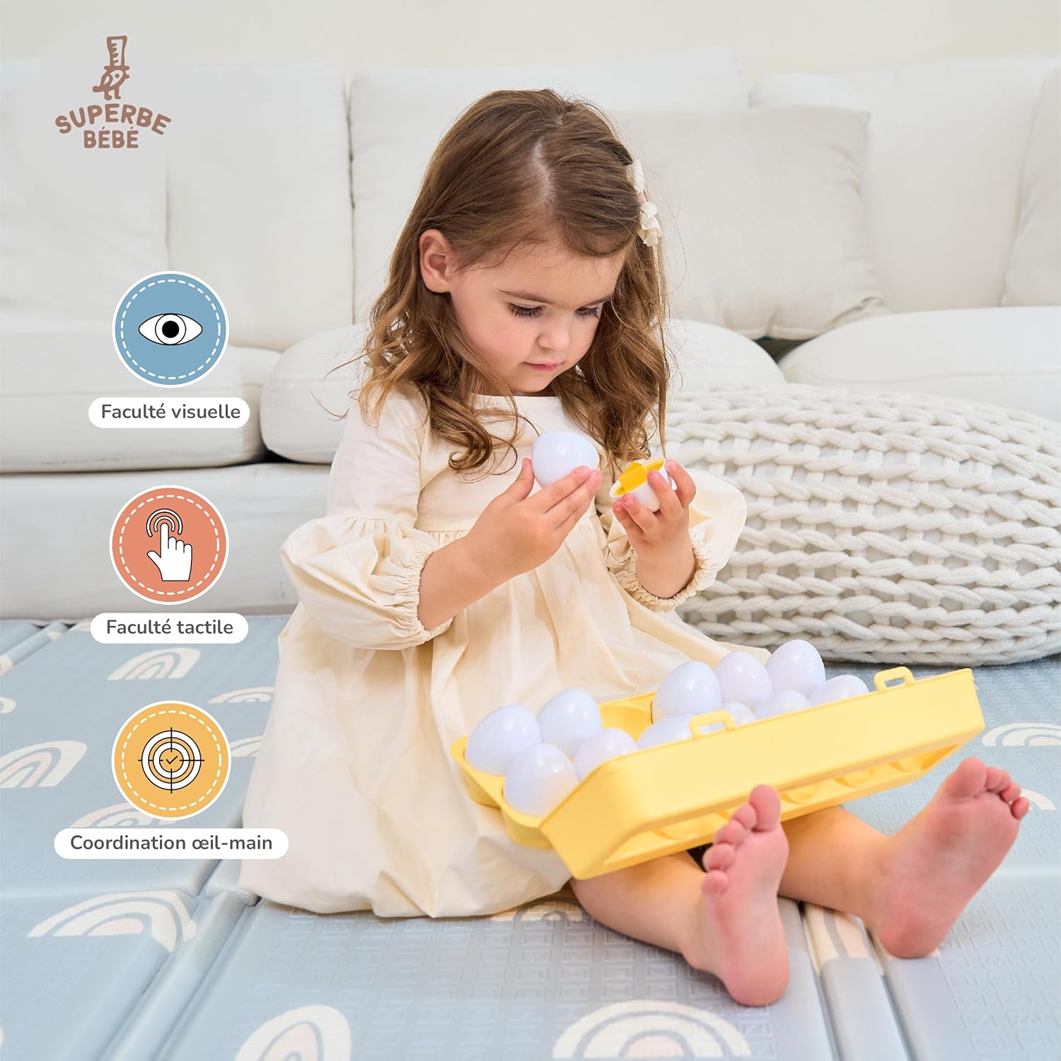 Thumbnail 2 de Jeu Montessori Bébé et Enfant – Œufs assortis en plastique à apparier selon formes et couleurs