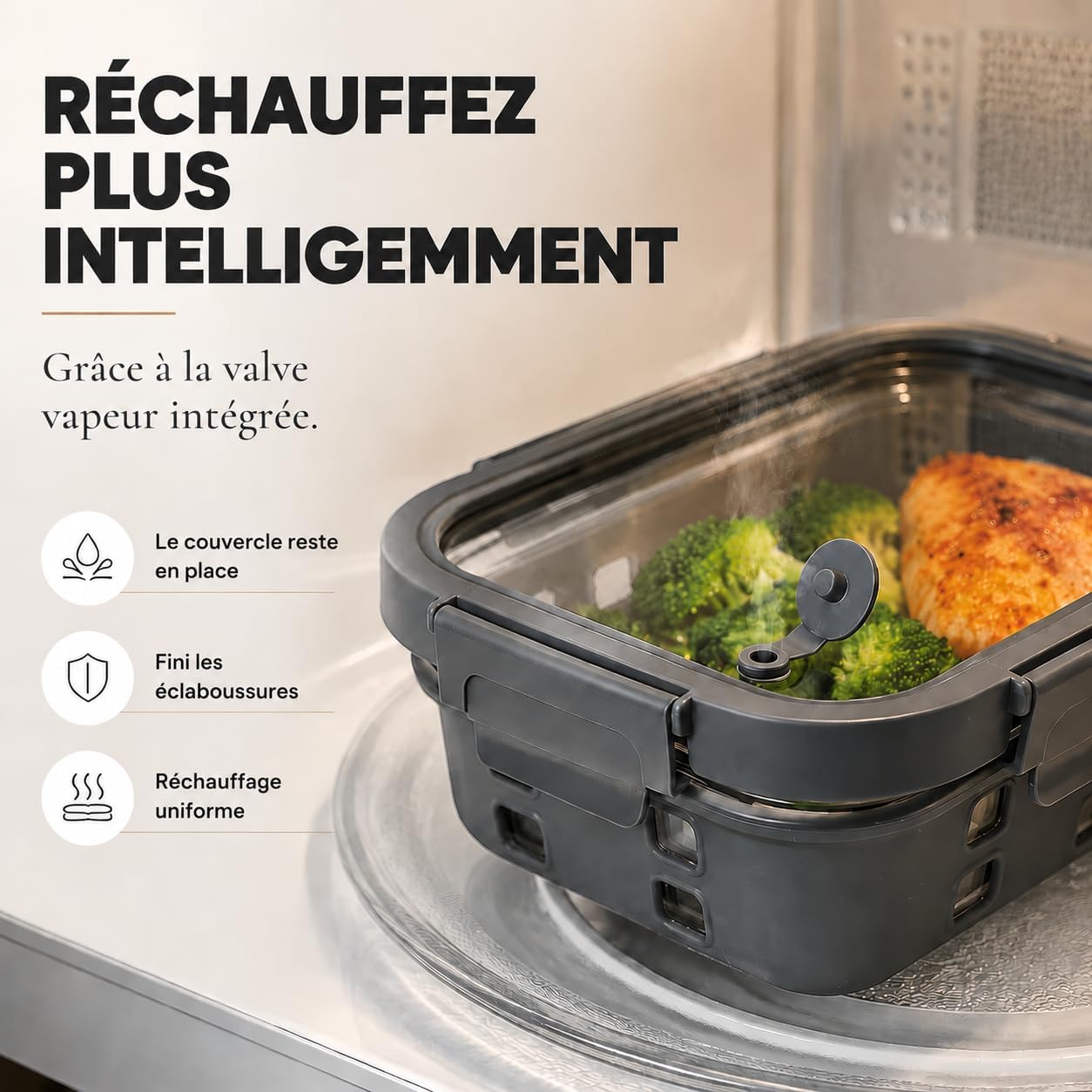 Detalle de Dalena Home Tarifa mealprepboxen, 3 x 1.520 ml, glazen deksel en siliconen hoes