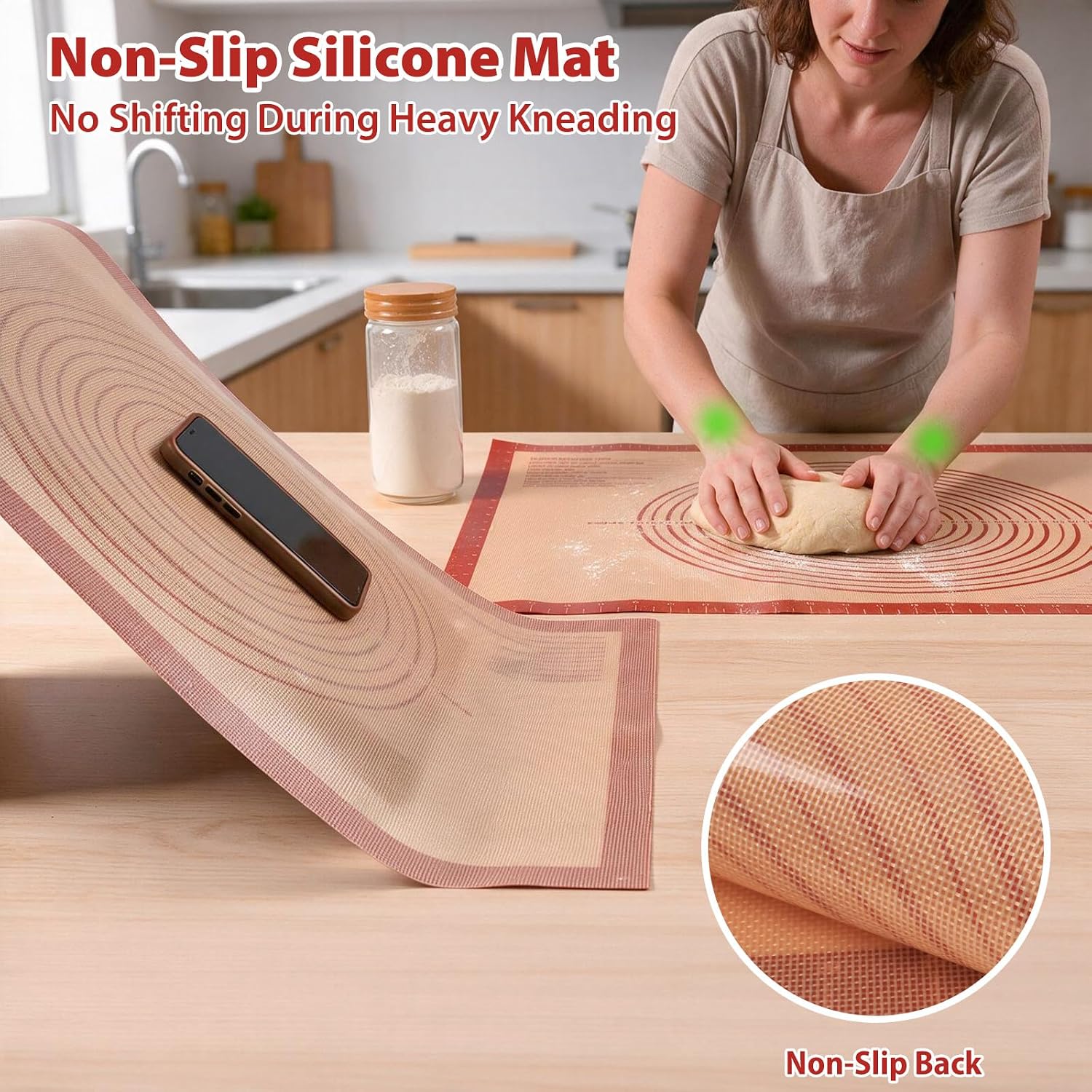 Thumbnail 4 de Folksy Super Kitchen FI2028red Silicone Pastry Mat, 28 x 20 in, Red