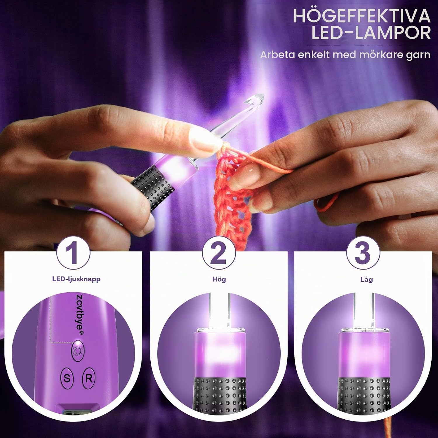 Thumbnail 1 de Transplant CCH-L4 virknålsset med LED-ljus, radräknare och 18 storlekar