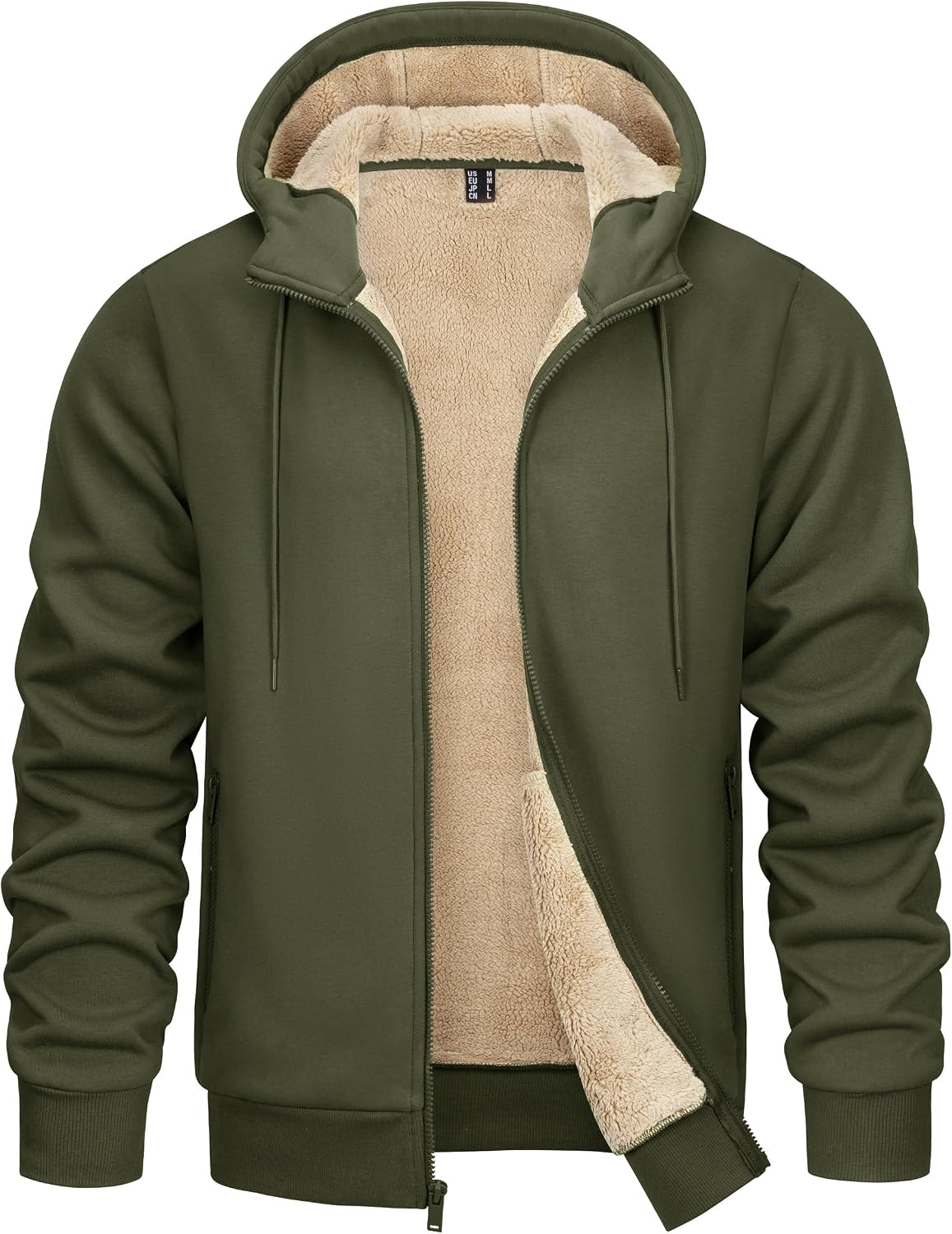 Thumbnail 6 de KEFITEVD Men’s Sherpa Fleece Lined Zip-Up Windproof Hoodie Jacket