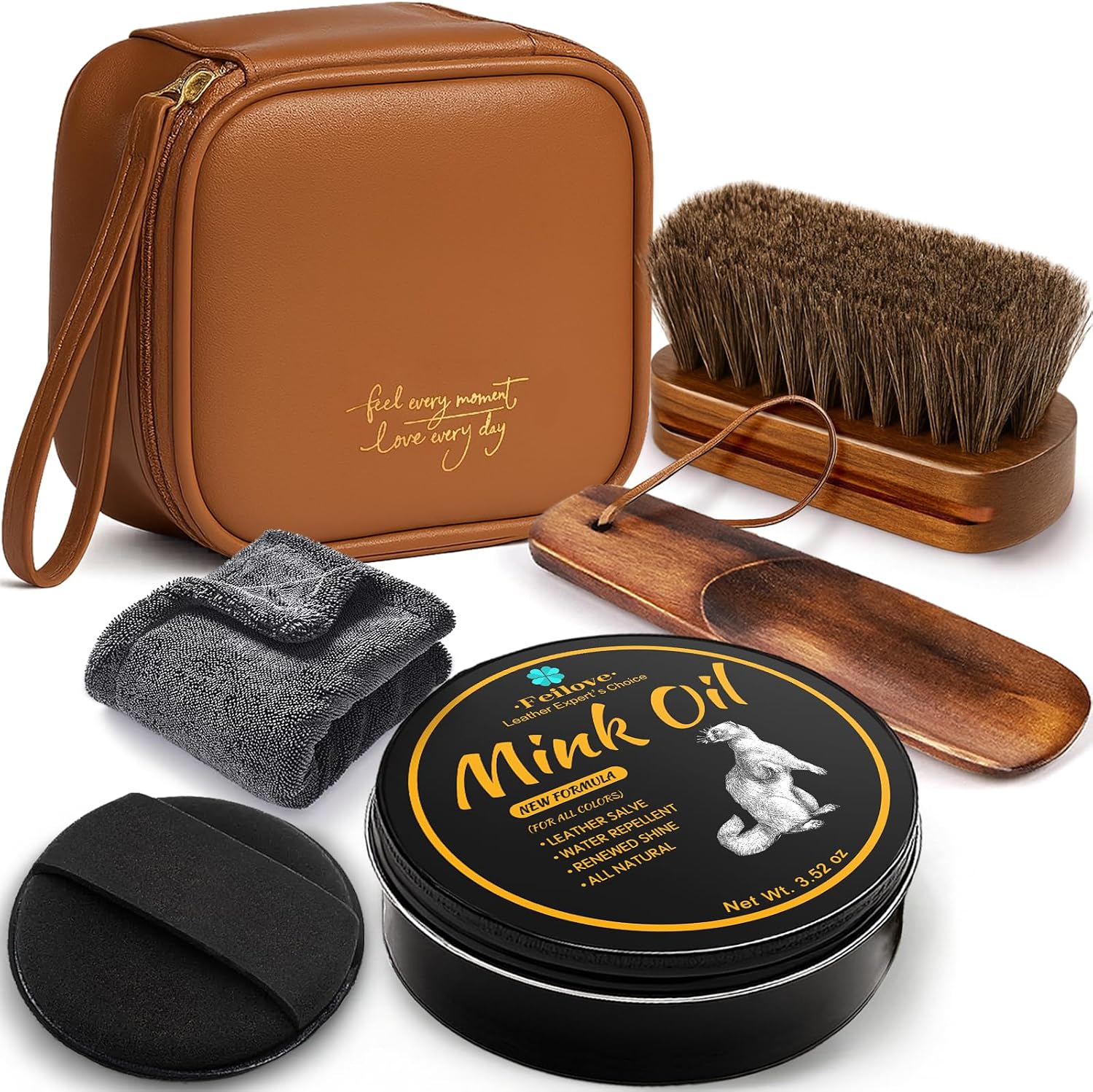 Detalle de Feilove Mink Oil Leather Conditioner and Cleaner, 3.52 oz Waterproof Formula
