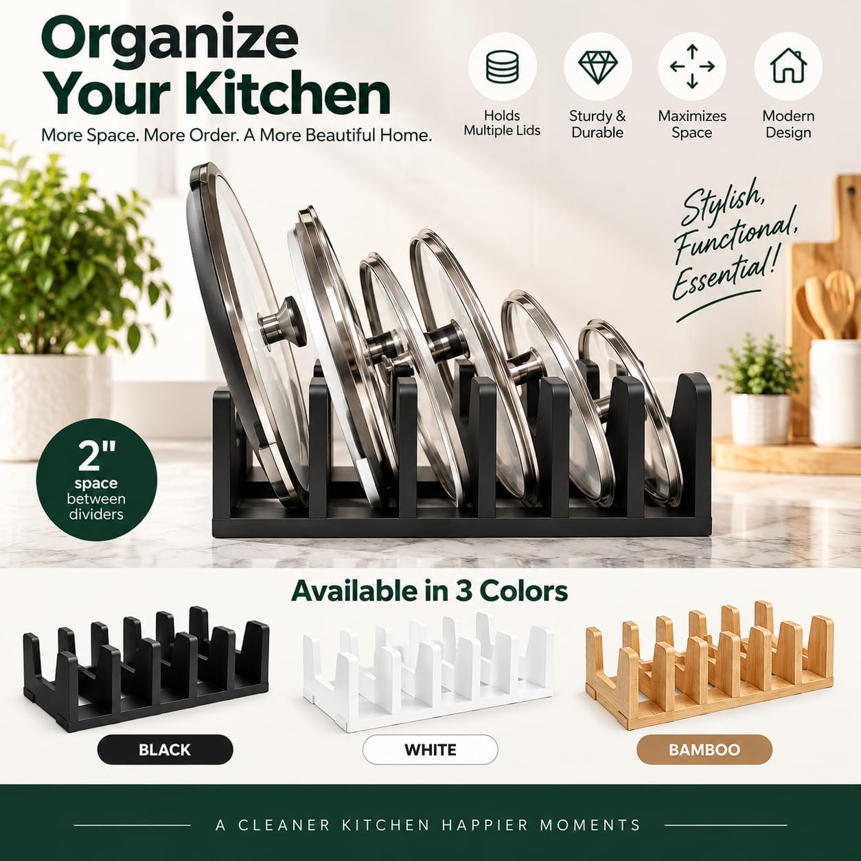 Detalle 2 de PIPOREA Kitchen Cabinet Organizer in Bamboo