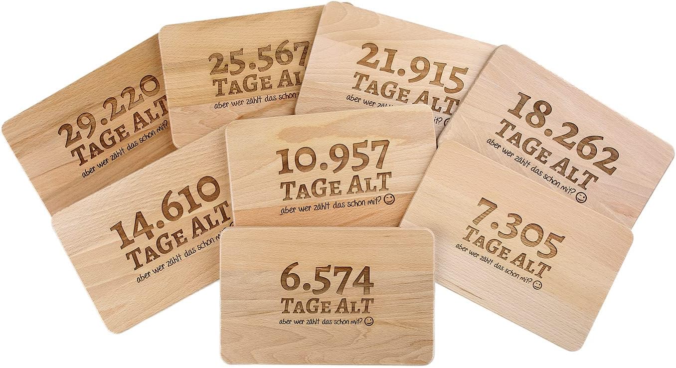Thumbnail 5 de Brotzeitbrett zum 70. Geburtstag – Schneidbrett mit Spruch (22 × 14 × 1 cm) aus Buche