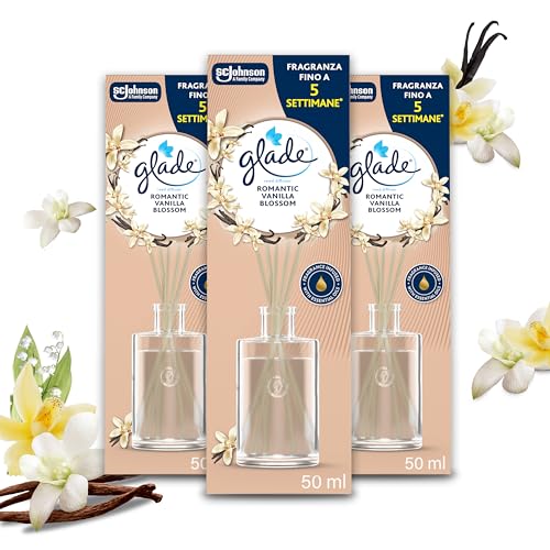 Glade Diffusore a Bastoncini Romantic Vanilla Blossom (3x50 ml) – Atmosfera fiabesca per ogni ambiente
