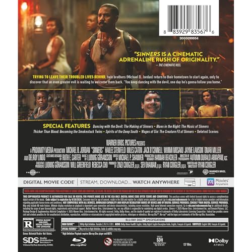 Detalle 1 de Sinners (Blu-ray) by Warner Bros — Blu-ray HD with Digital Copy and Bonus Content