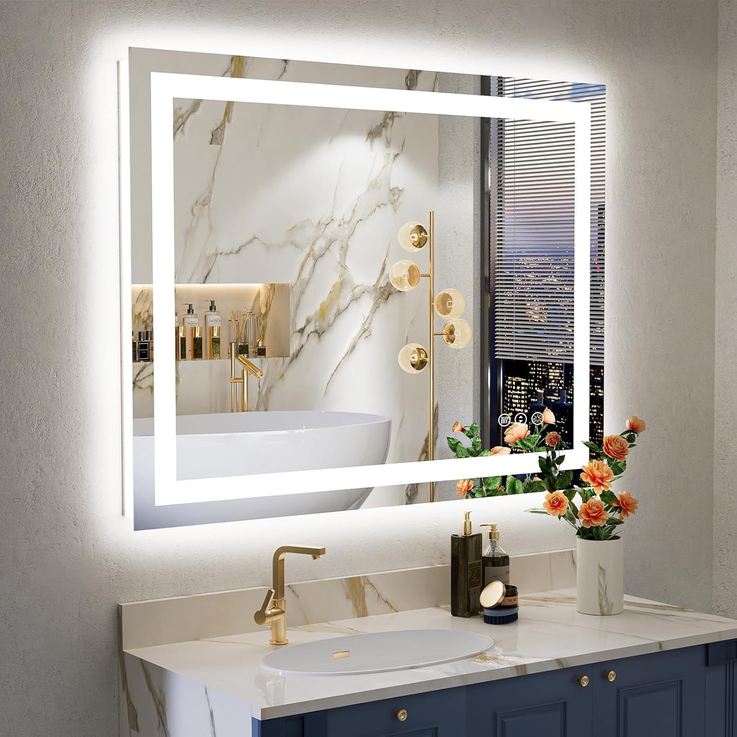 Detalle de YEELAIT 28x36 Inch LED Bathroom Mirror with Lights 🪞