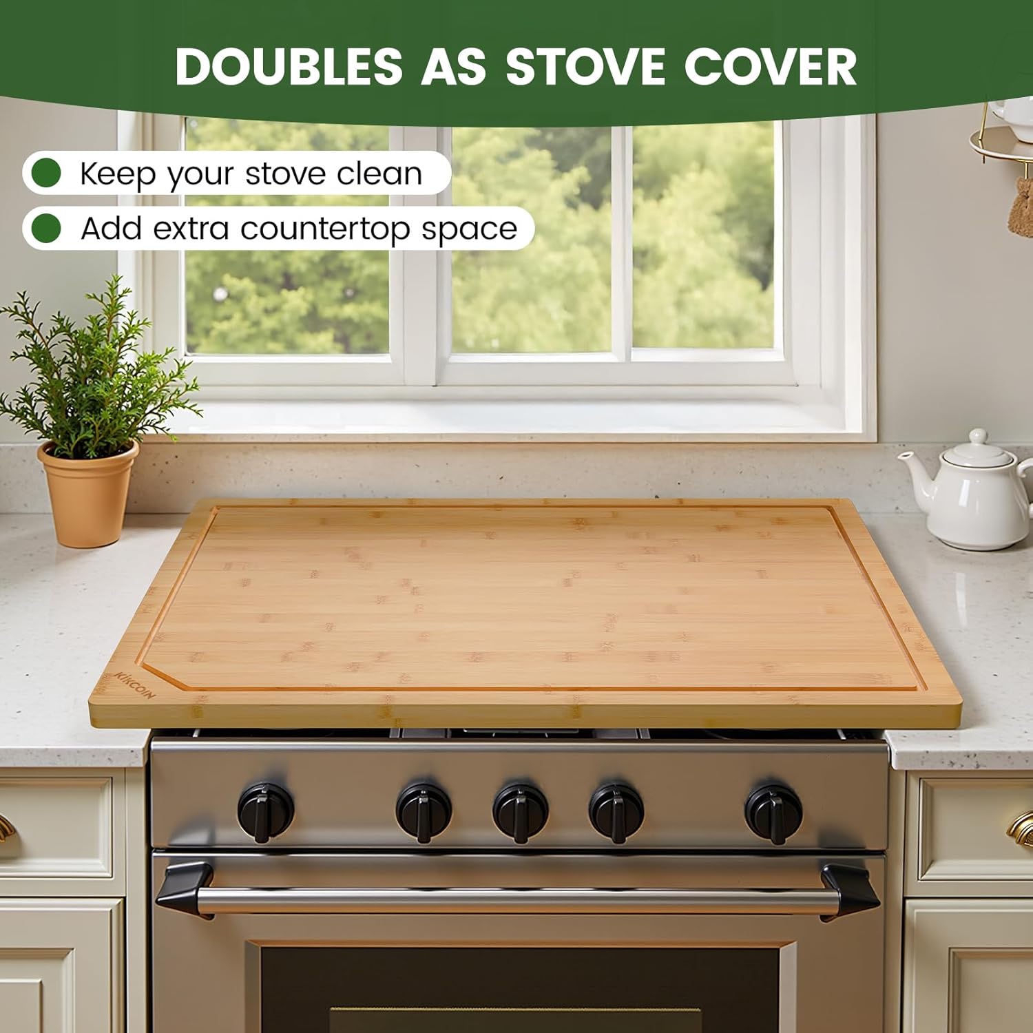 Thumbnail 2 de Kikcoin 36” × 24” Bamboo Cutting Board — Heavy‑Duty, Multiuse Kitchen Surface