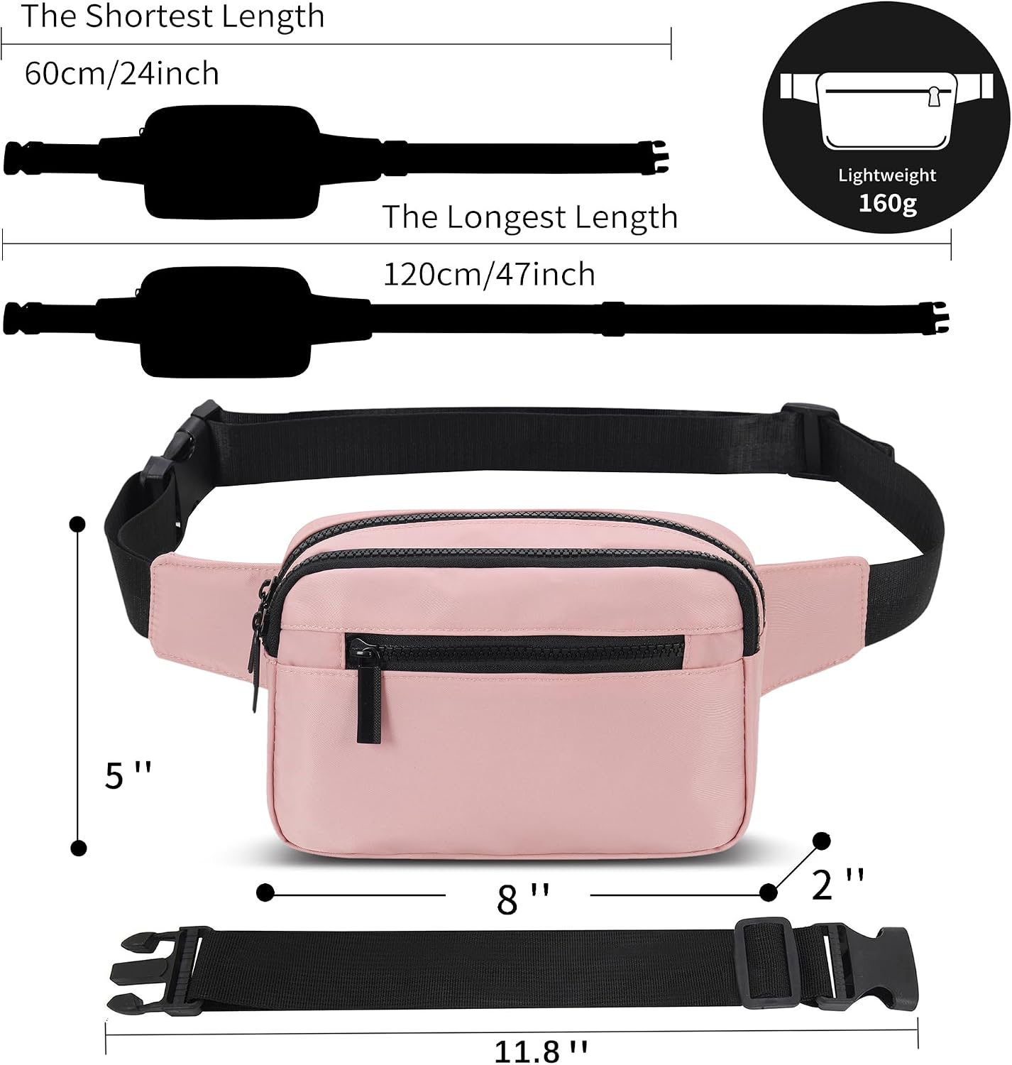 Thumbnail 3 de Bumbag Waist Fanny Pack for Ladies – 21x13x6 cm, 60–155 cm belt, waterproof polyester