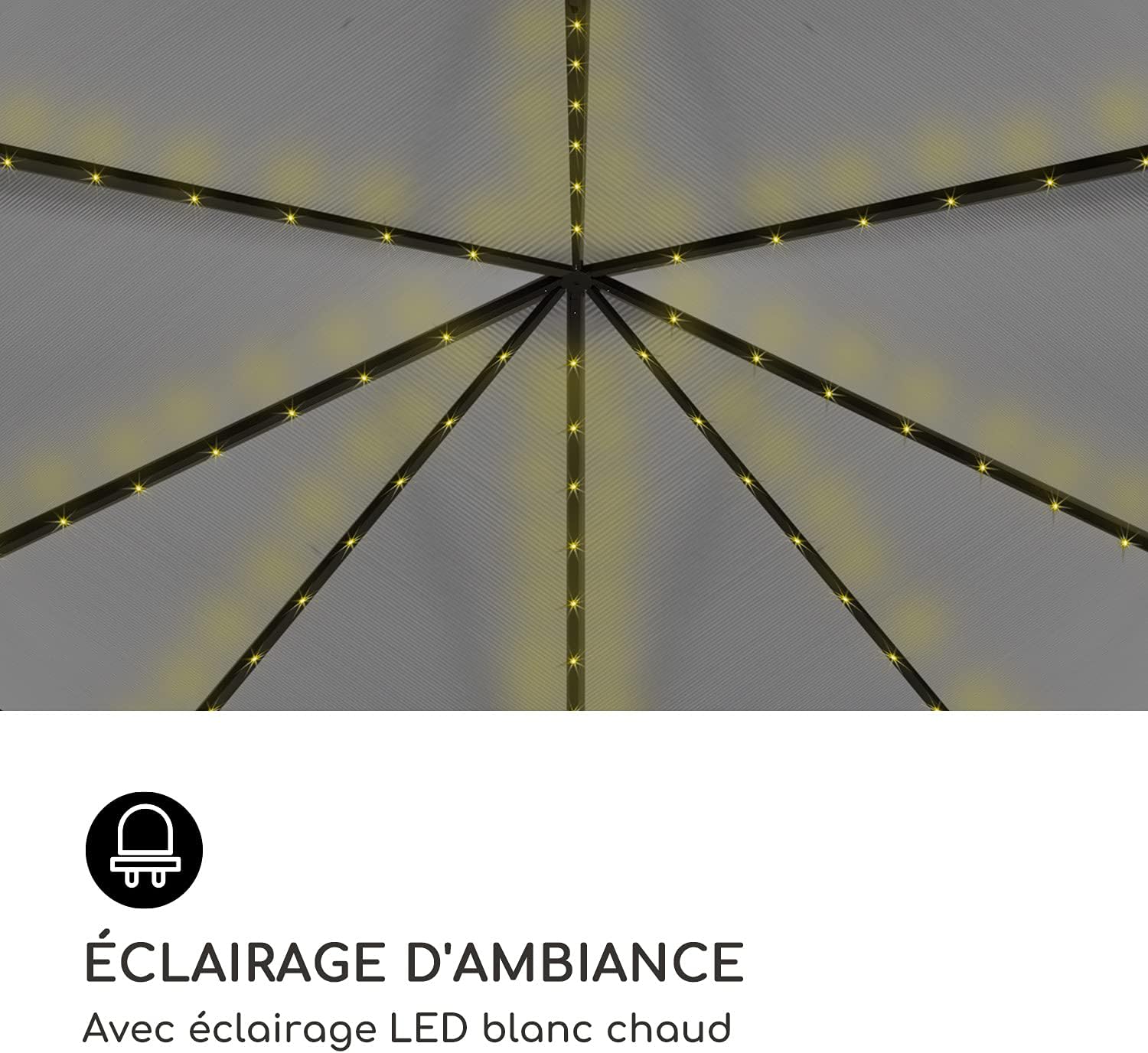 Detalle de blumfeldt Pantheon pergola 3 x 4 m met polycarbonaat dak en dimbare ledverlichting