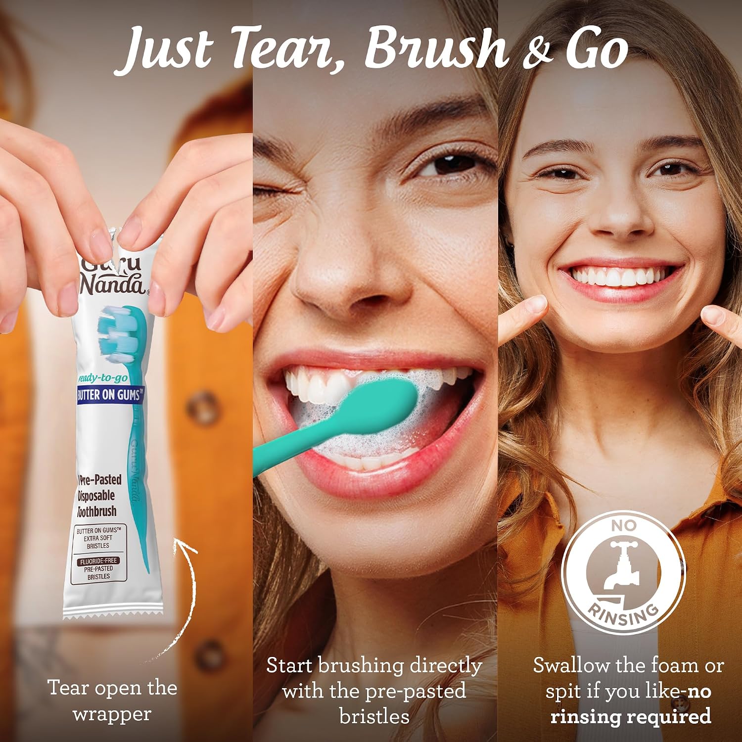 Detalle 2 de GuruNanda Ready-to-Go Disposable Mini Travel Toothbrushes 70 ct 🪥